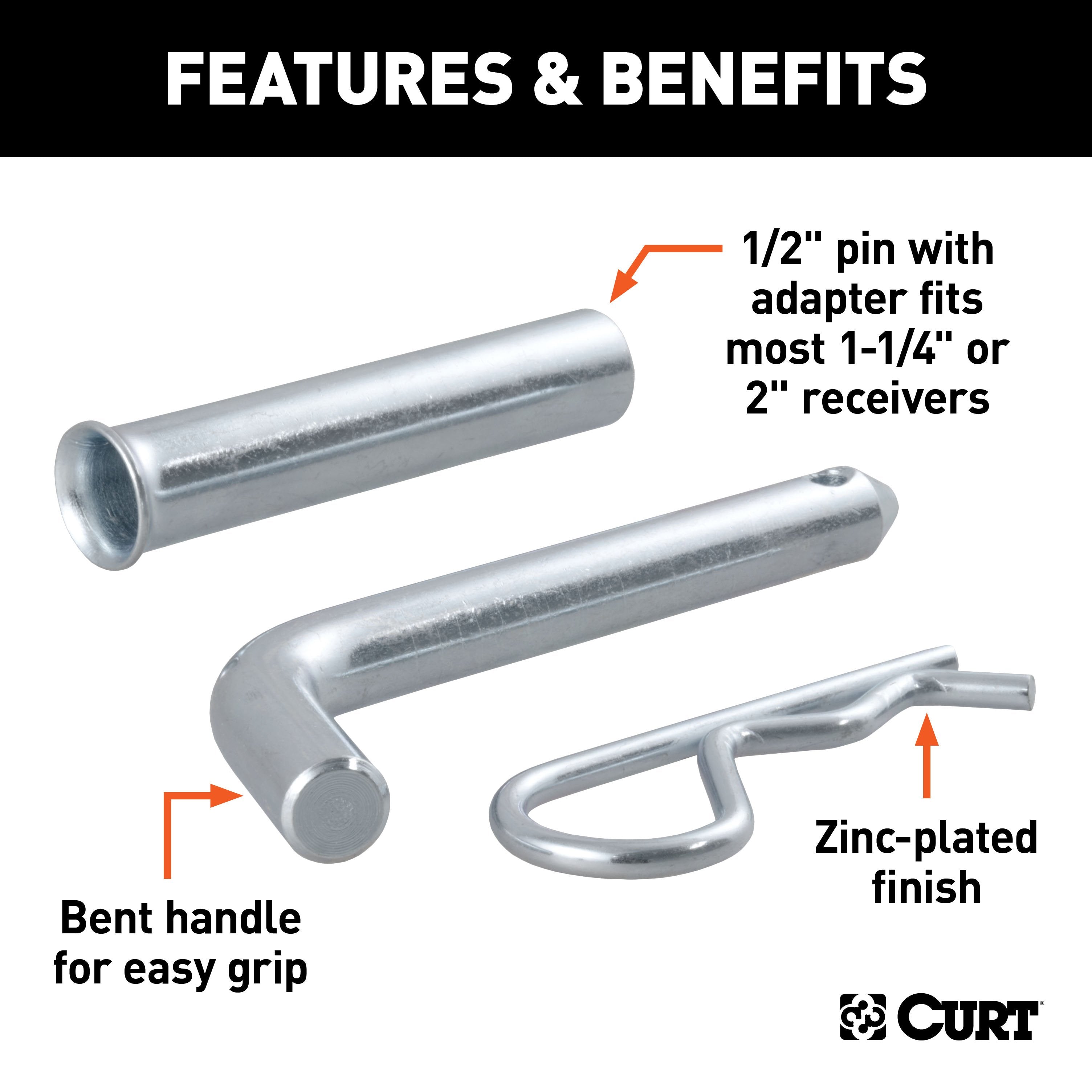 Hitch Pins and Clips,Fits 1-1/4 Inch Hitch