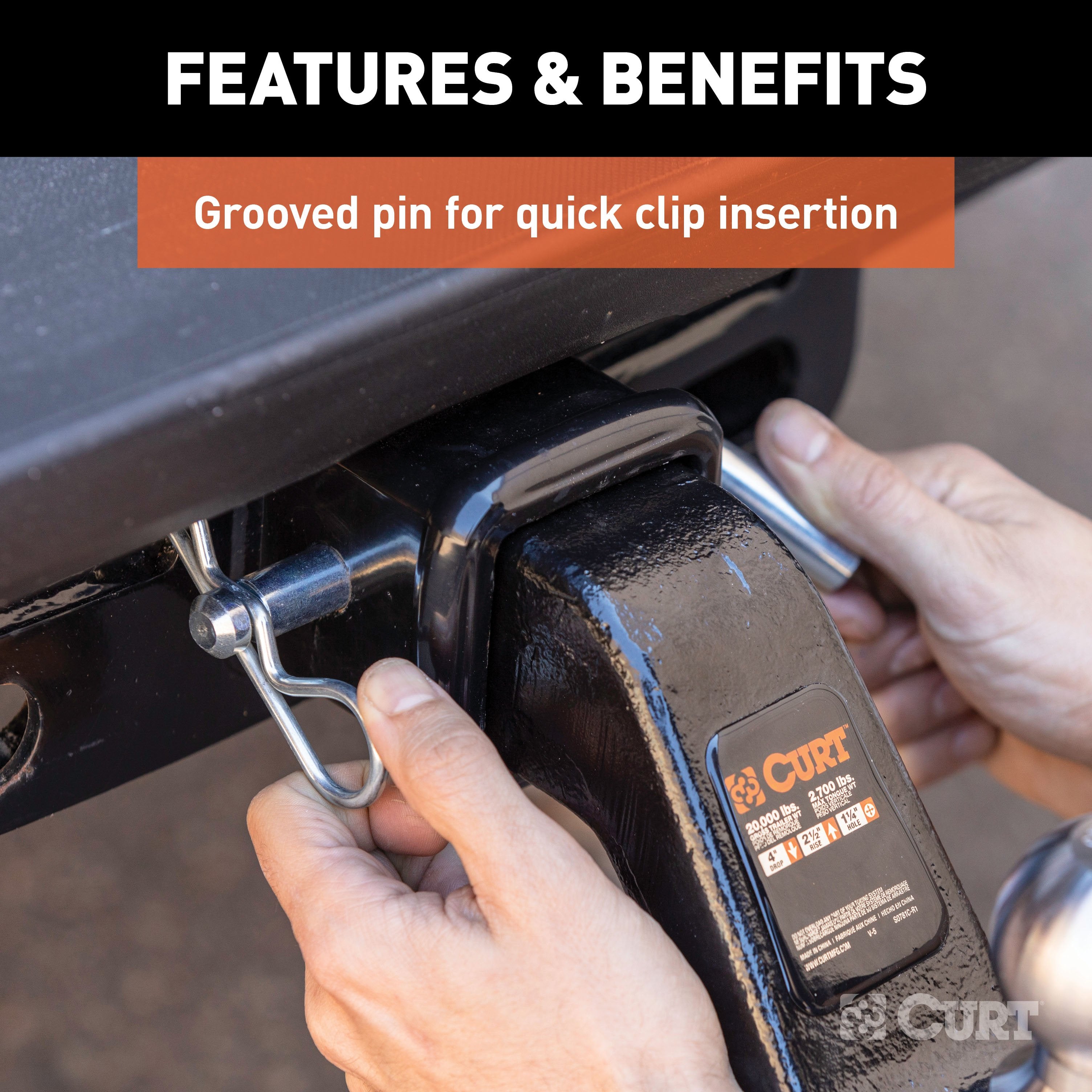 Hitch Pins and Clips,Fits 3 Inch Hitch