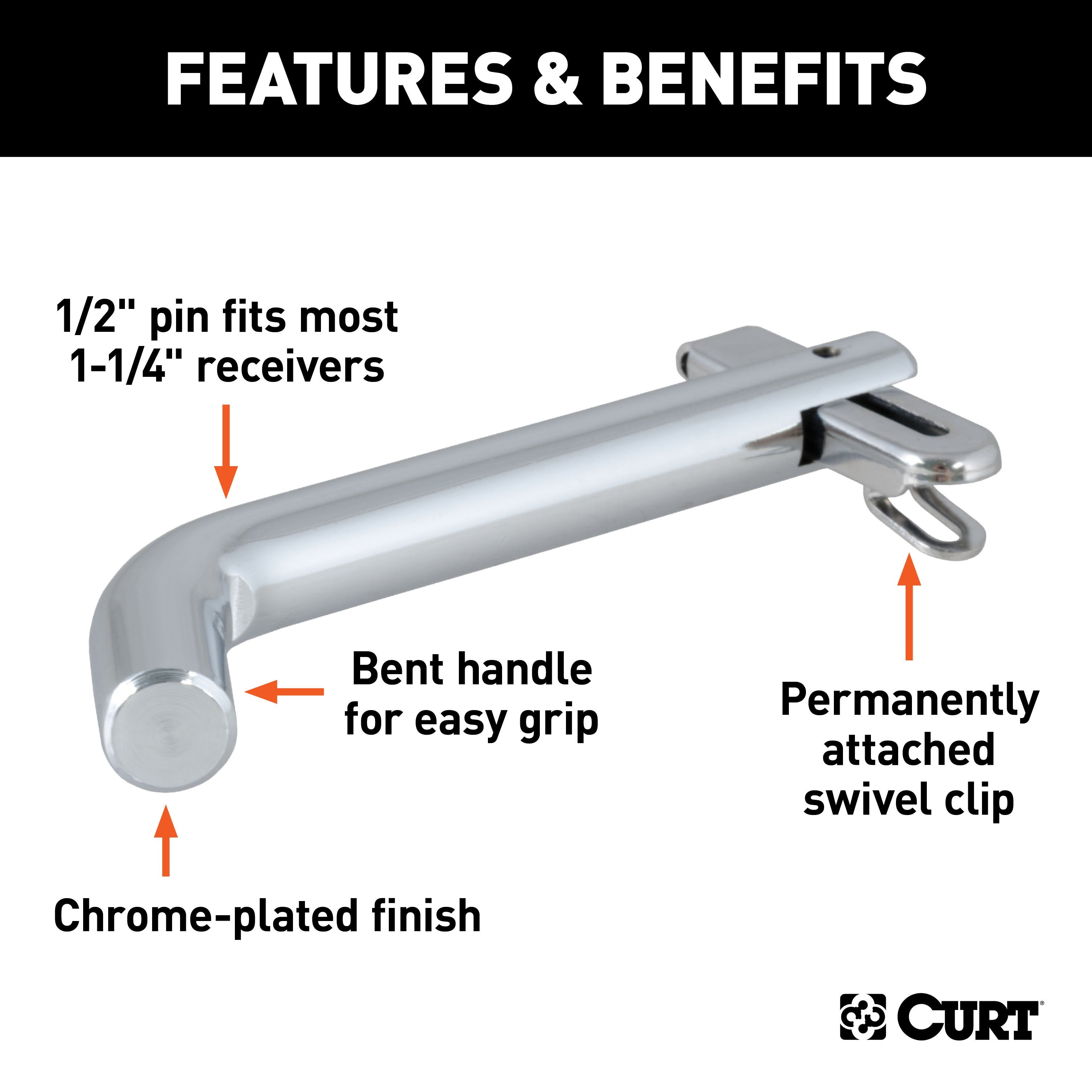 Hitch Pins and Clips,Fits 1-1/4 Inch Hitch