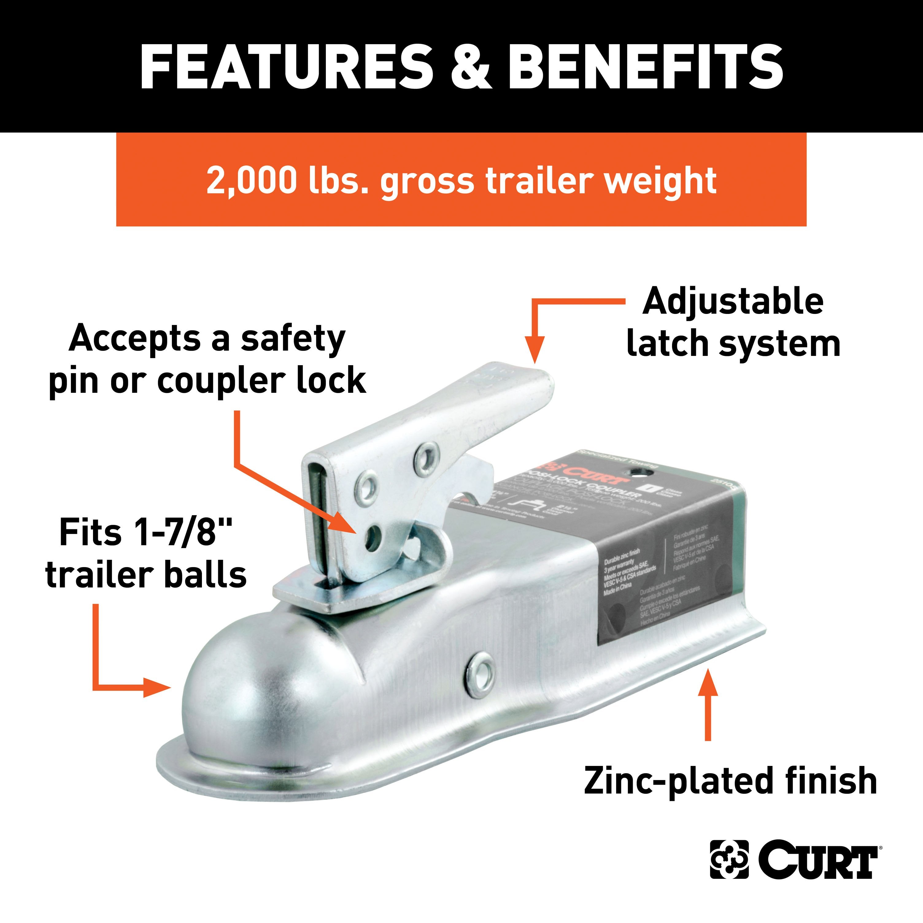 Trailer Tongue Coupler,Straight Tongue Trailer Coupler