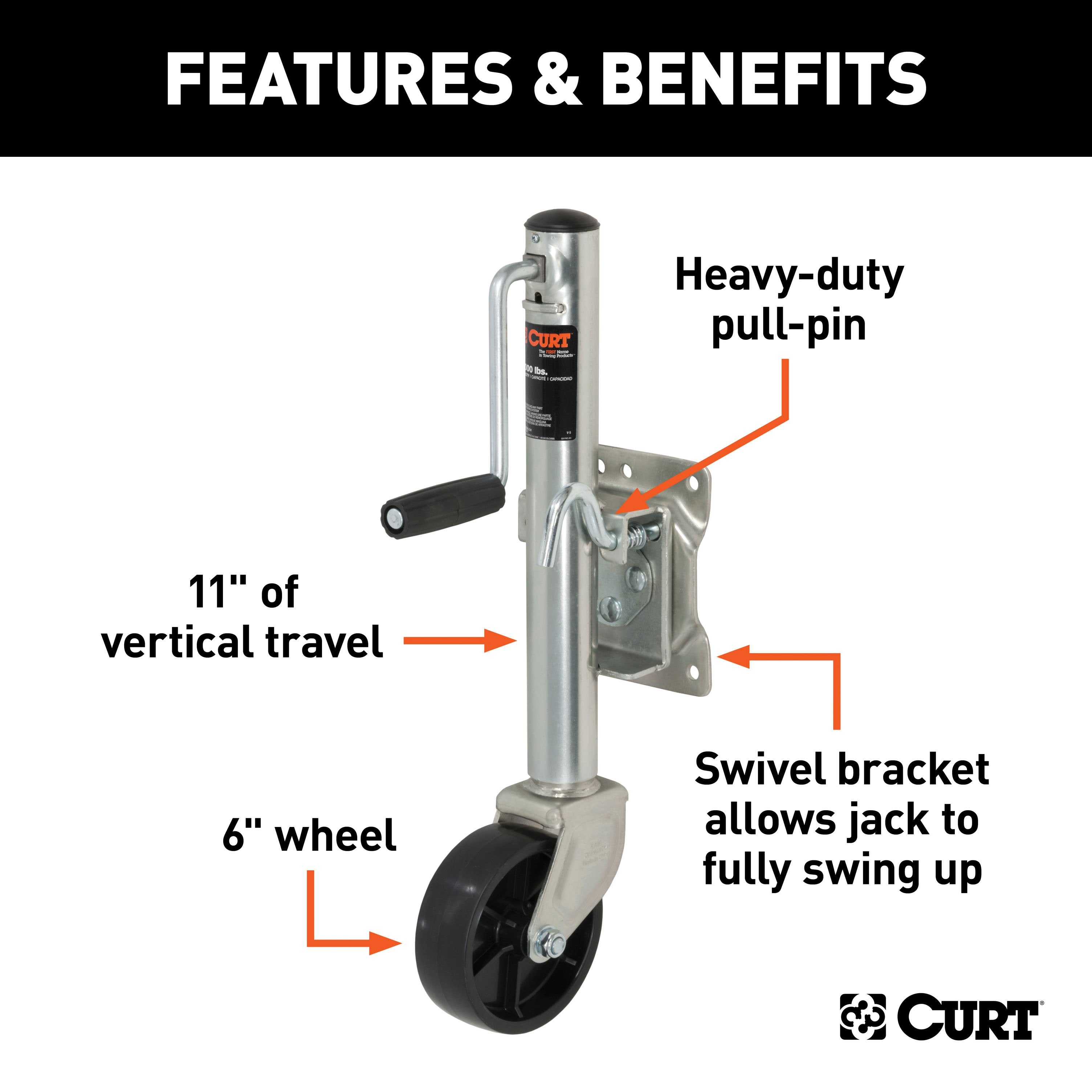 Boat Trailer Jacks,Snap-Ring Style Swivel Bracket Jack