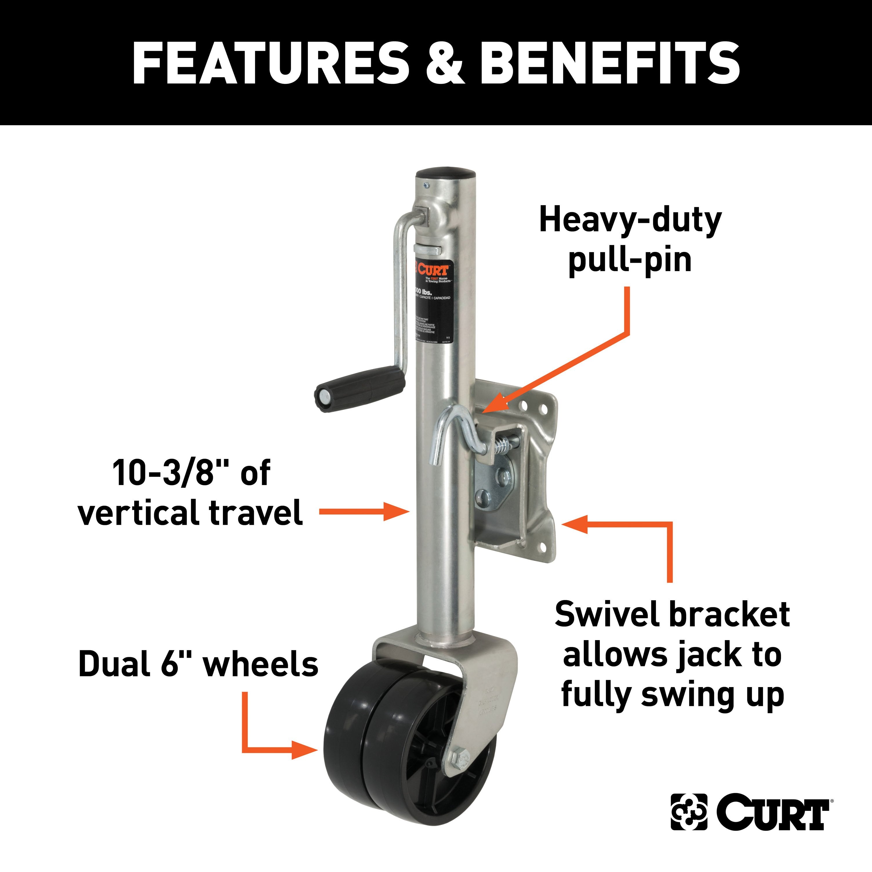 Boat Trailer Jacks,Snap-Ring Style Swivel Bracket Jack