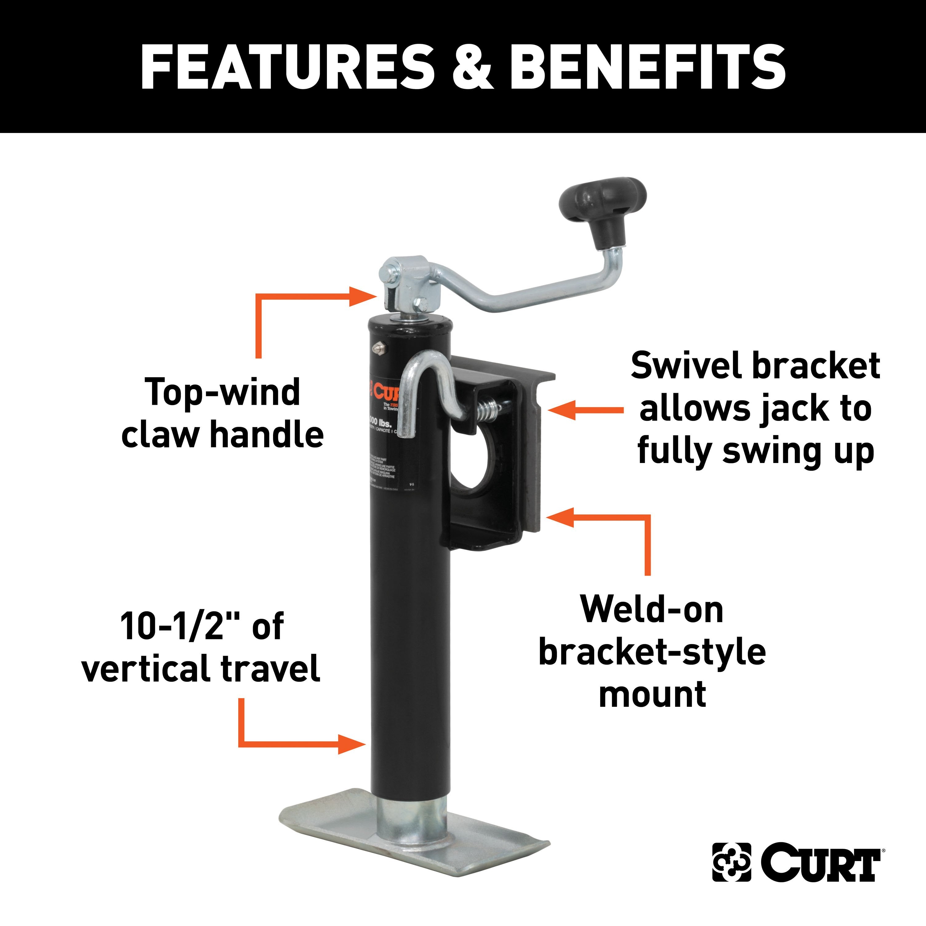 Boat Trailer Jacks,Snap-Ring Style Swivel Bracket Jack