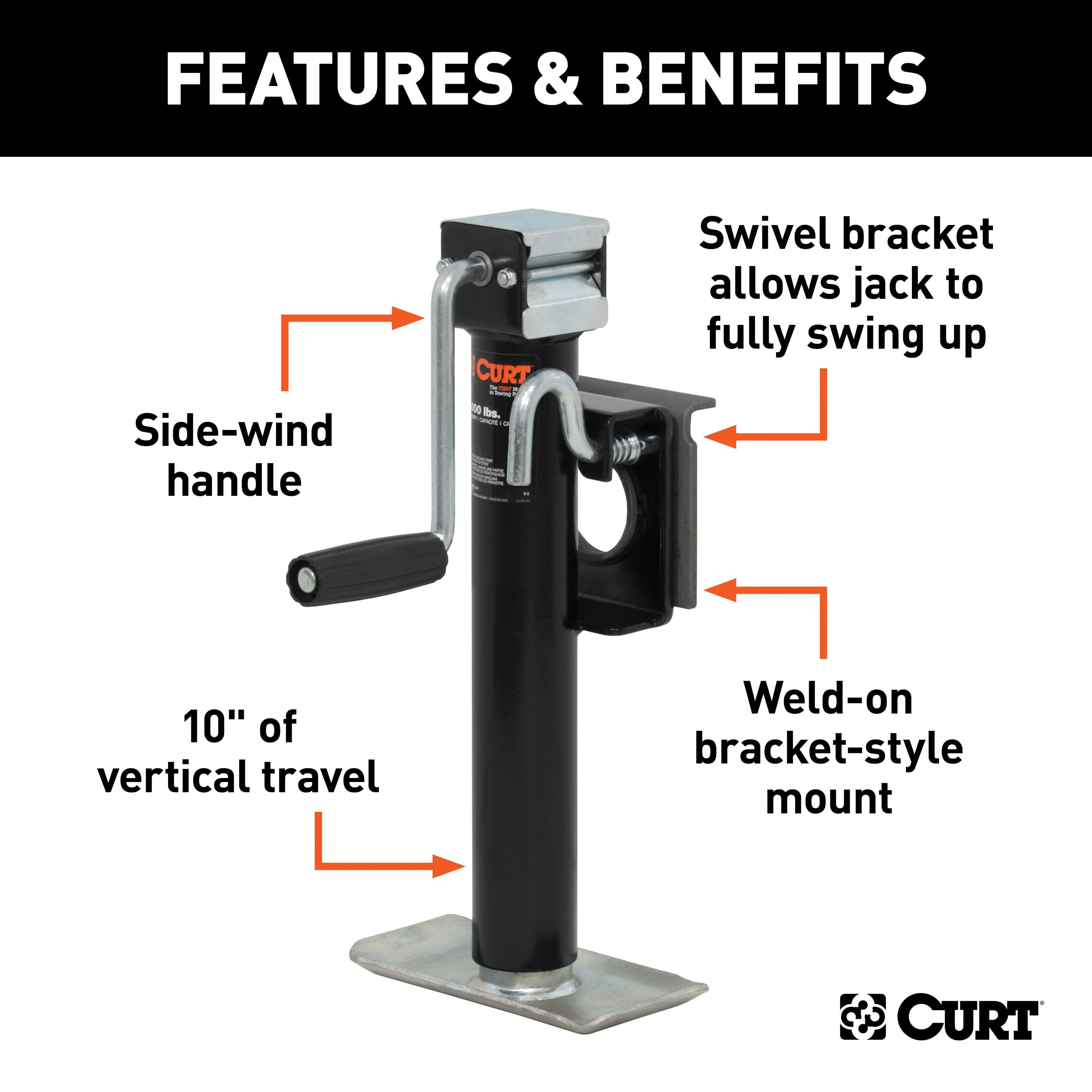 Boat Trailer Jacks,Snap-Ring Style Swivel Bracket Jack