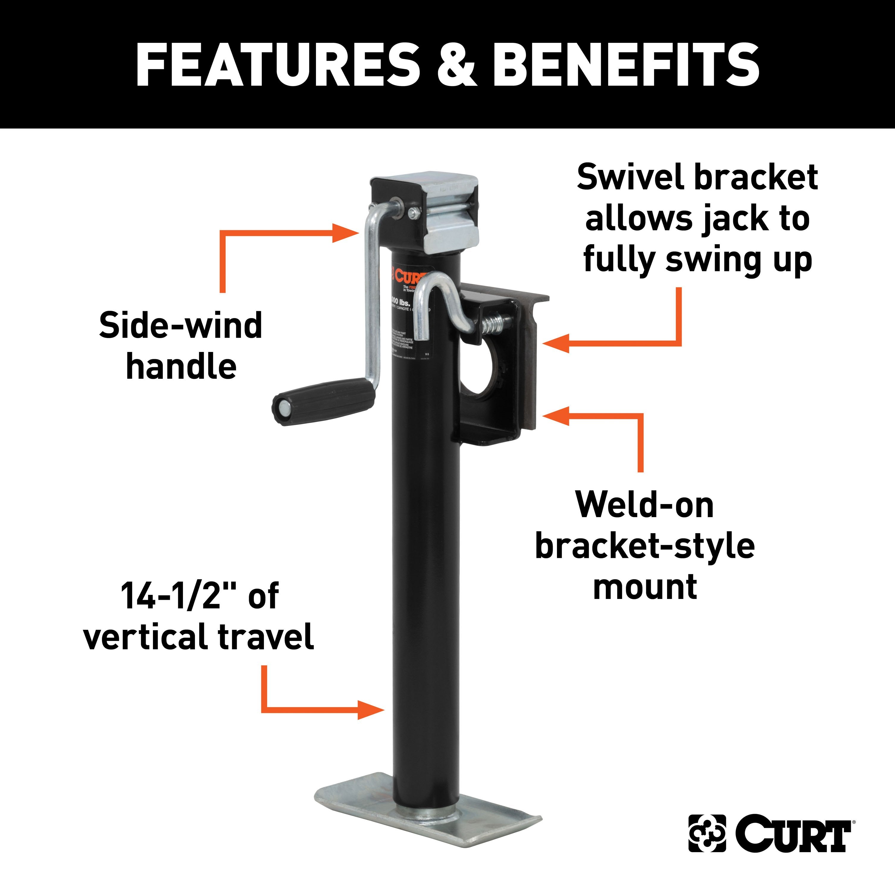 Boat Trailer Jacks,Snap-Ring Style Swivel Bracket Jack