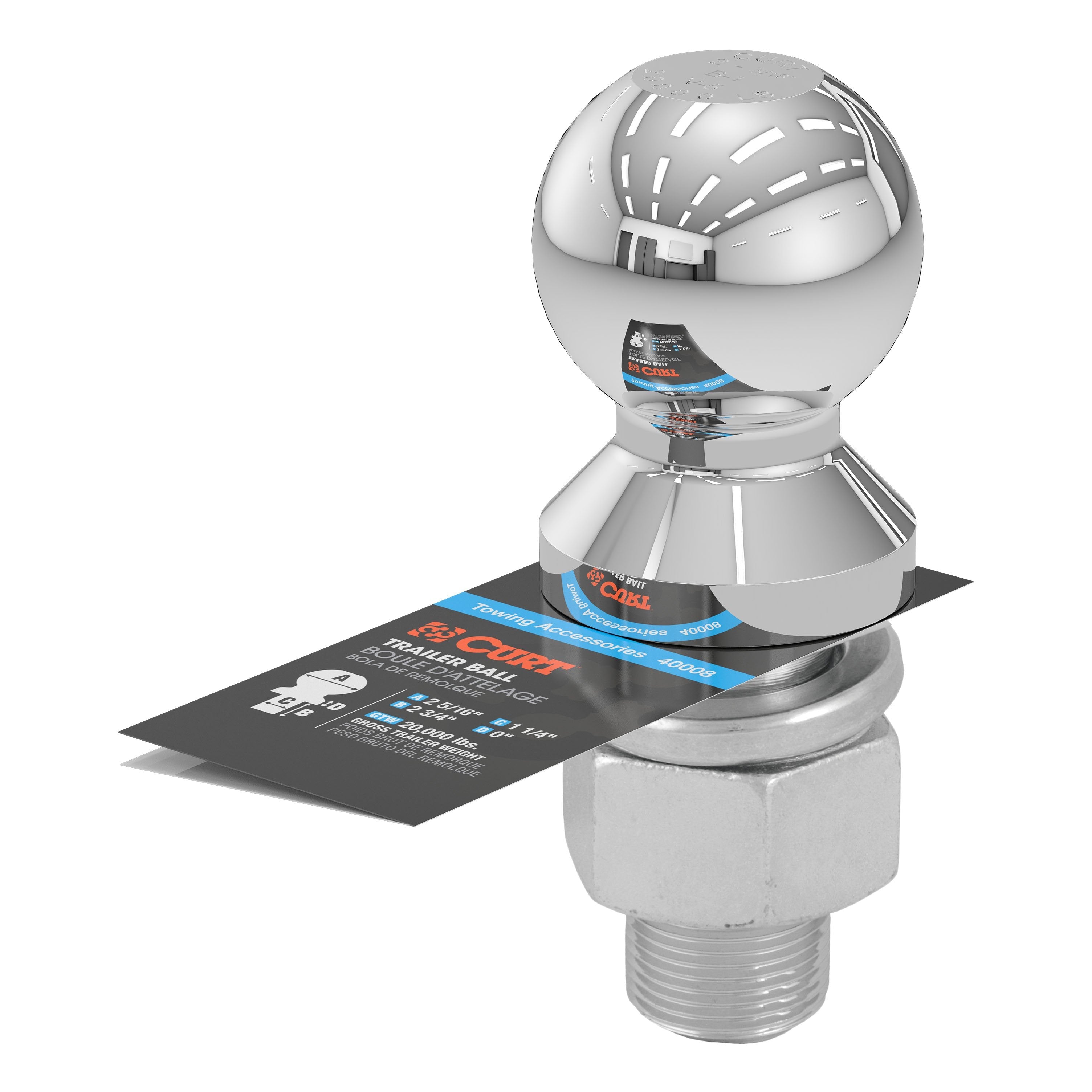Trailer Hitch Ball,2-5/16 Inch Ball