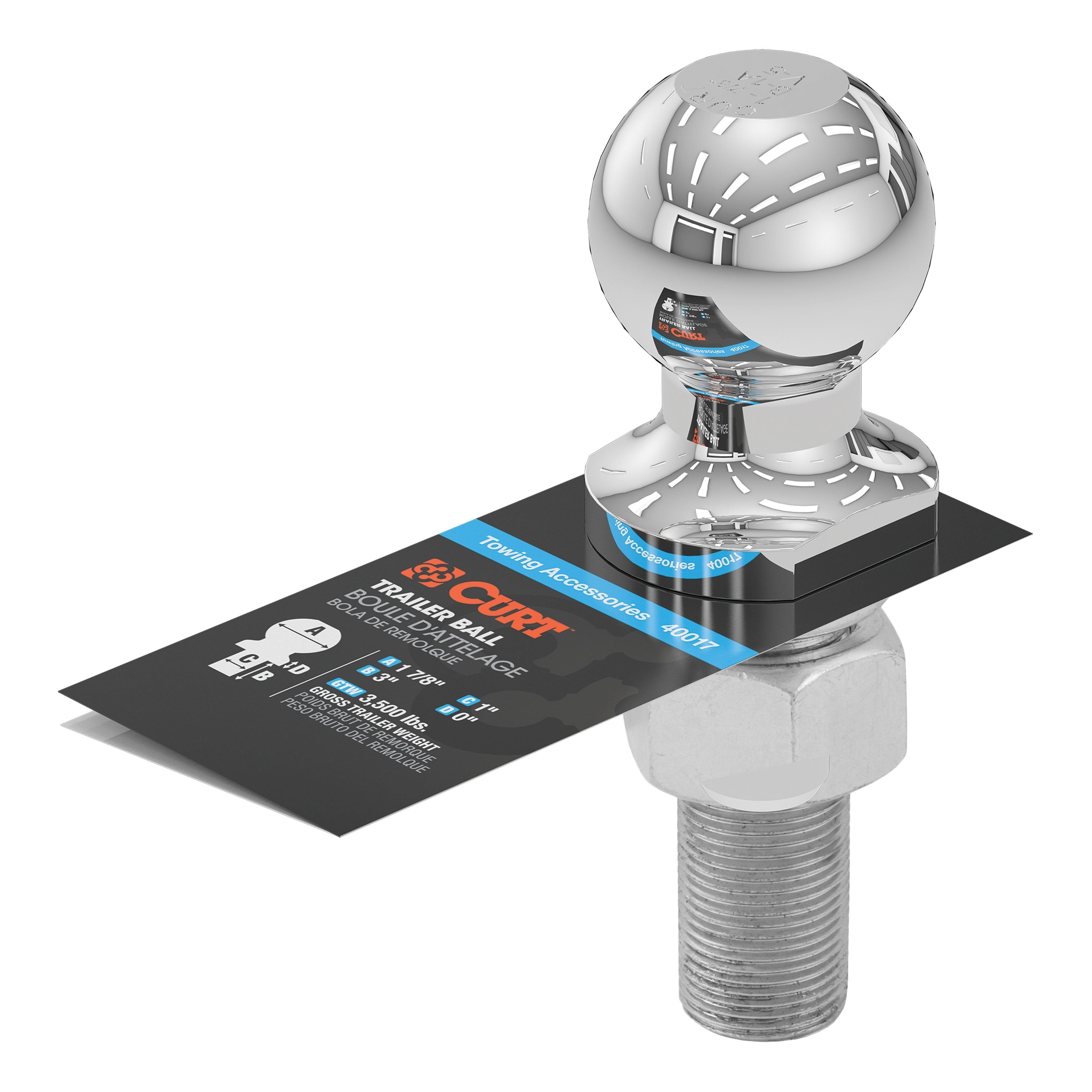 Trailer Hitch Ball,1-7/8 Inch Ball
