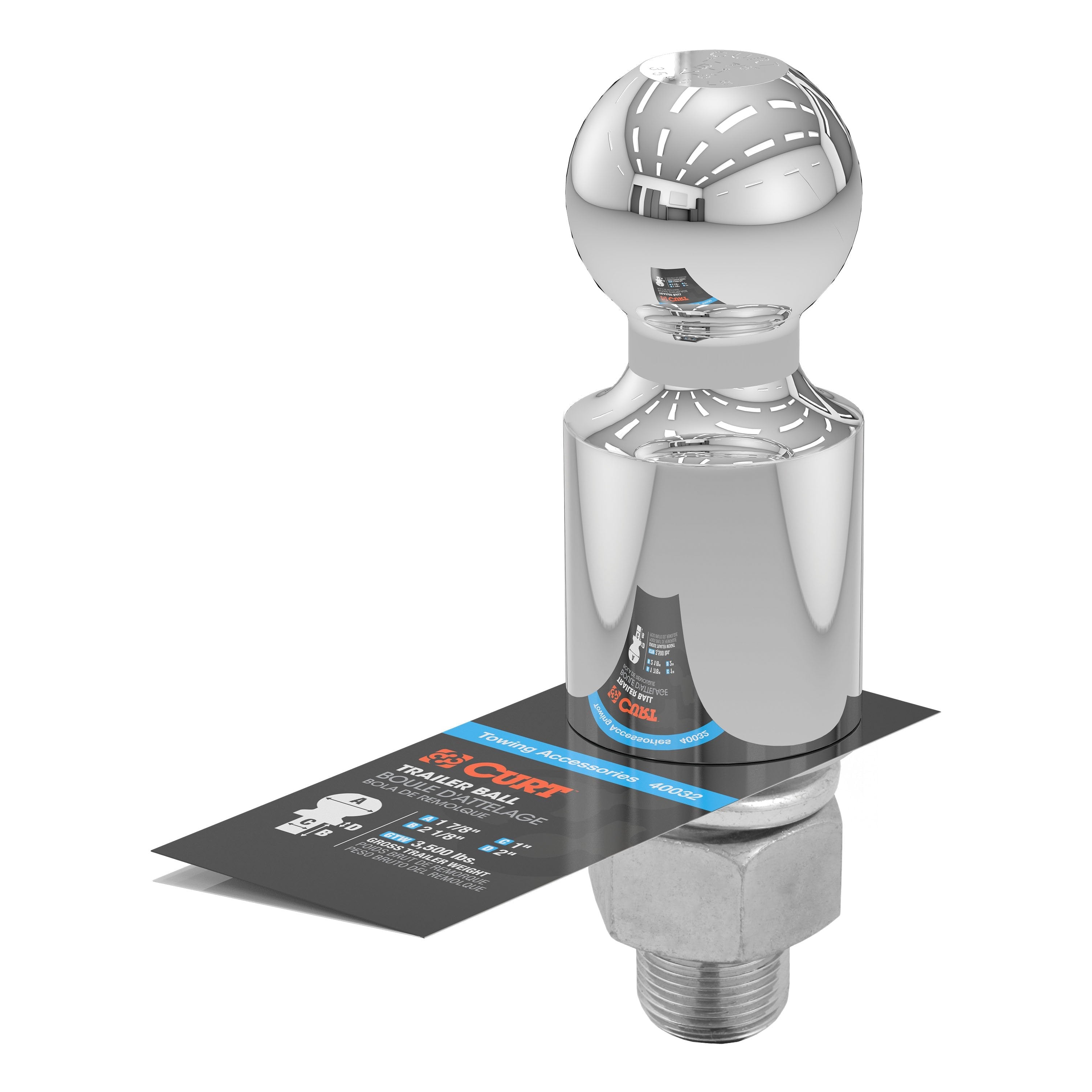 Trailer Hitch Ball,1-7/8 Inch Ball
