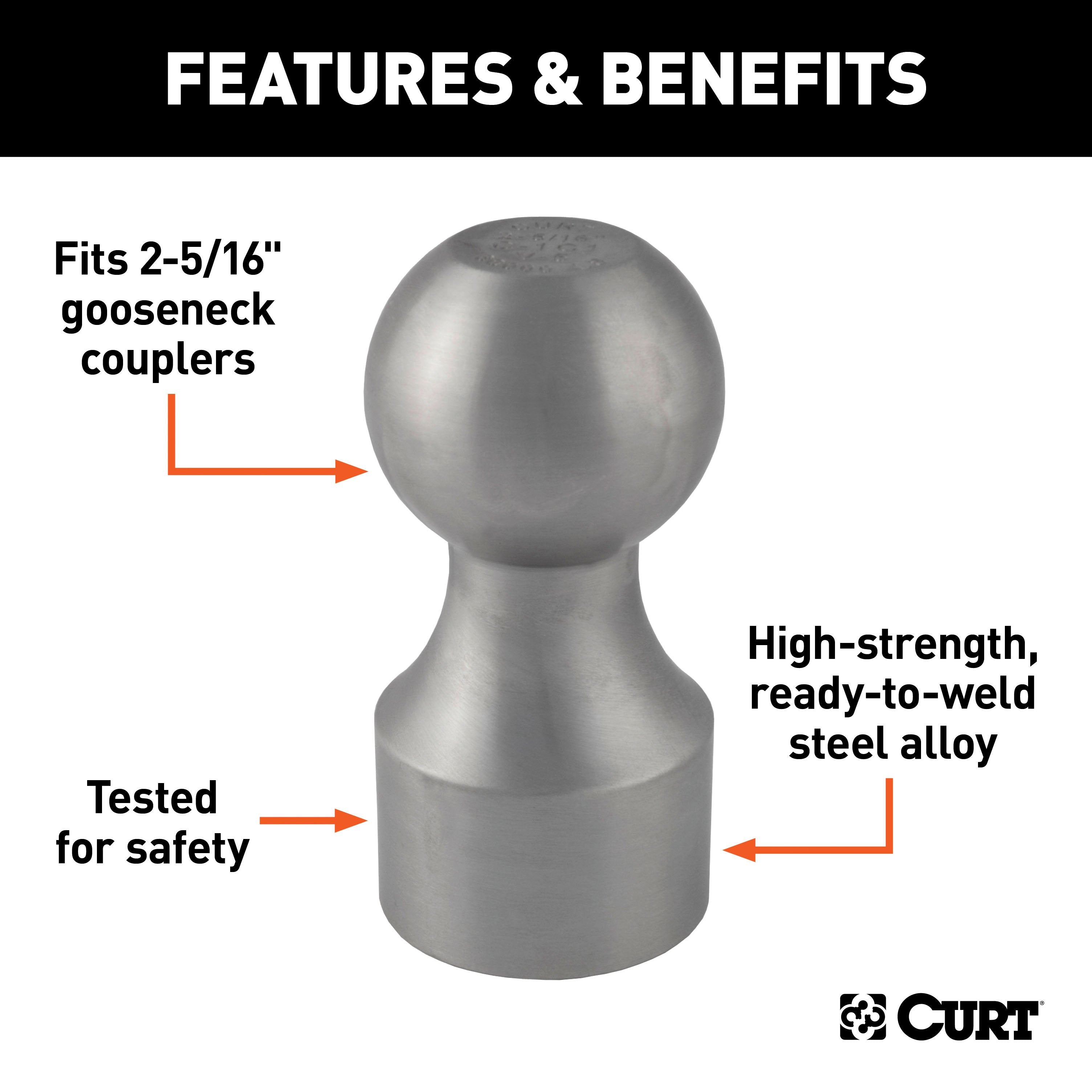 Trailer Hitch Ball,2-5/16 Inch Ball