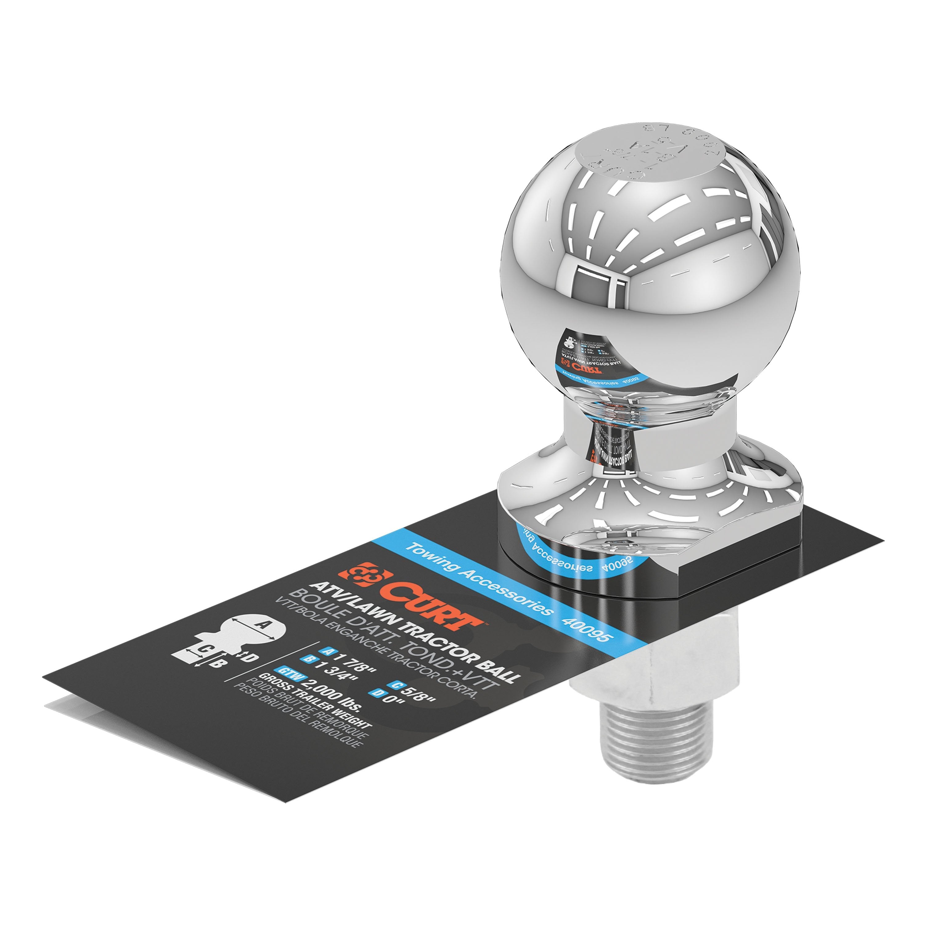 Trailer Hitch Ball,1-7/8 Inch Ball