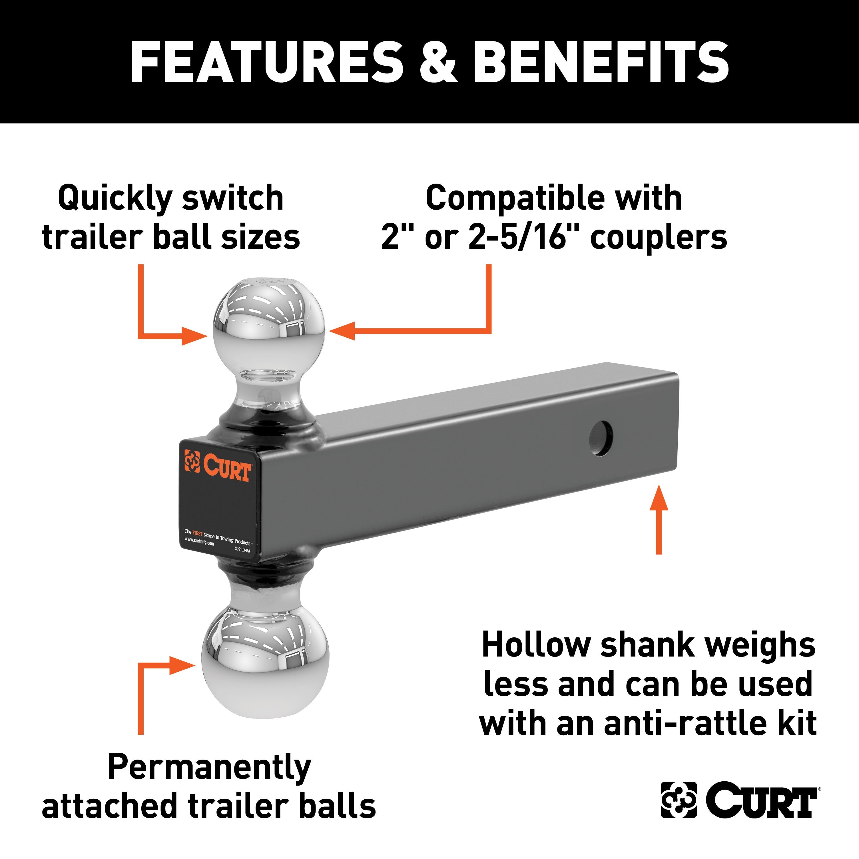 Trailer Hitch Ball Mount,Fixed Ball Mount