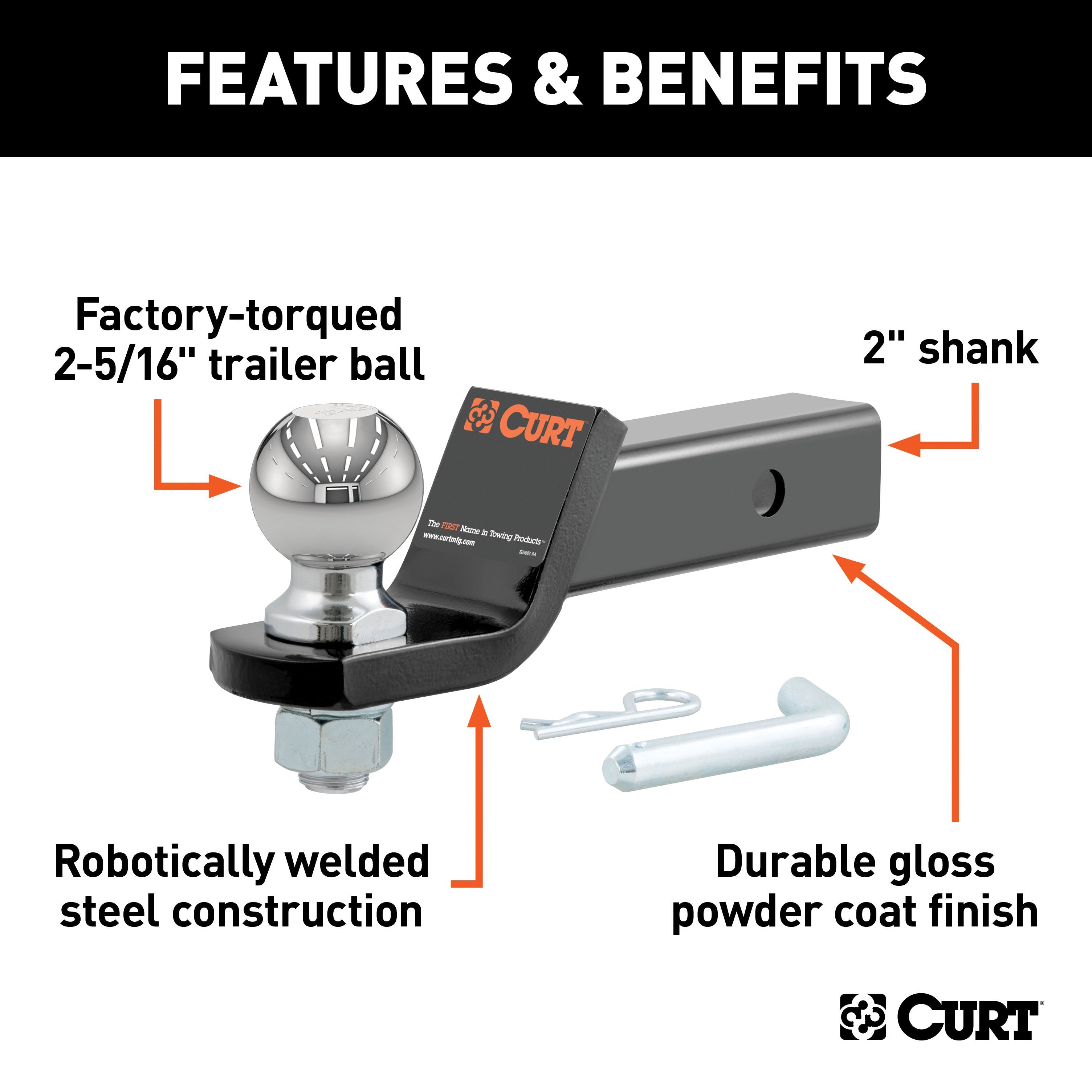 Trailer Hitch Ball Mount,Fixed Ball Mount