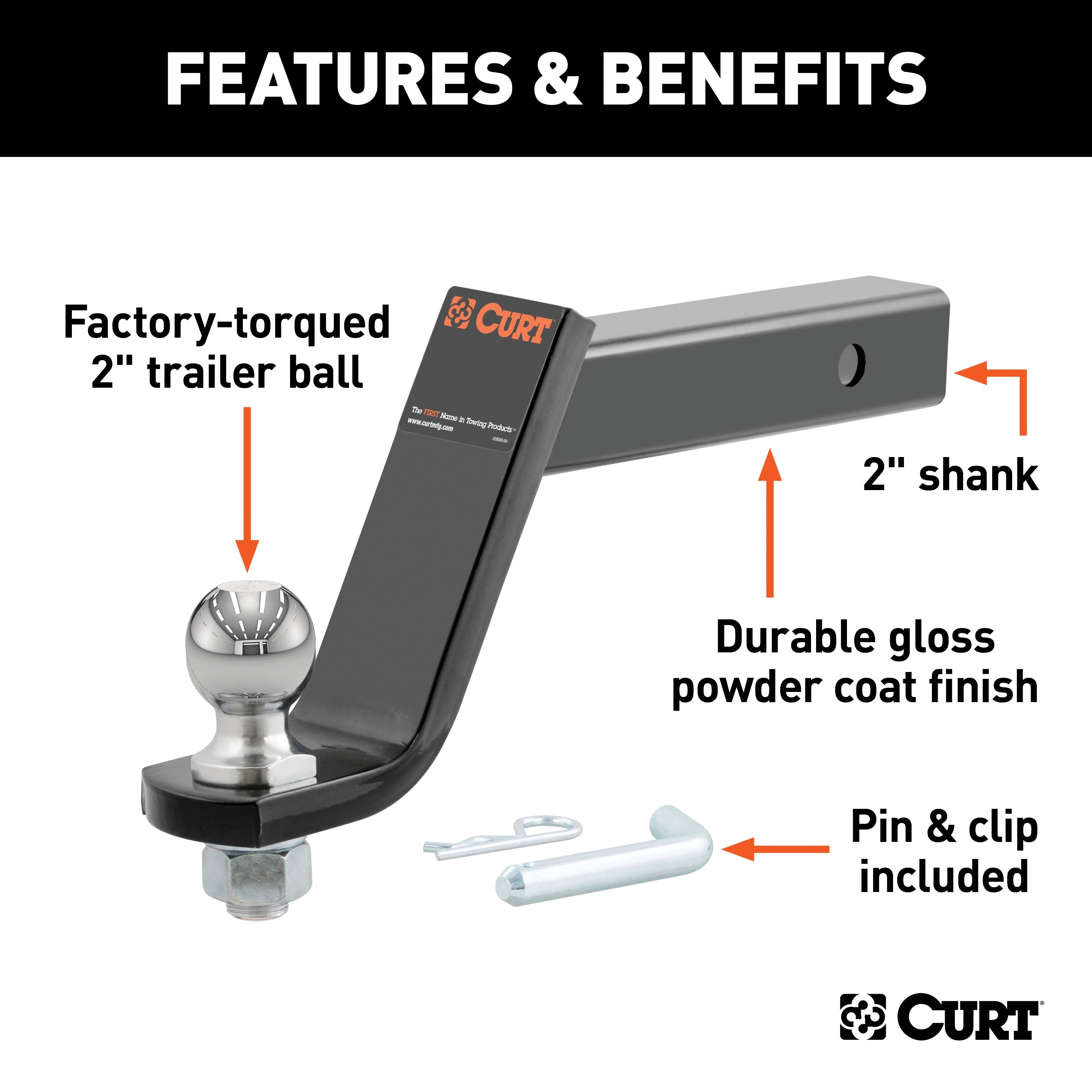 Trailer Hitch Ball Mount,Fixed Ball Mount