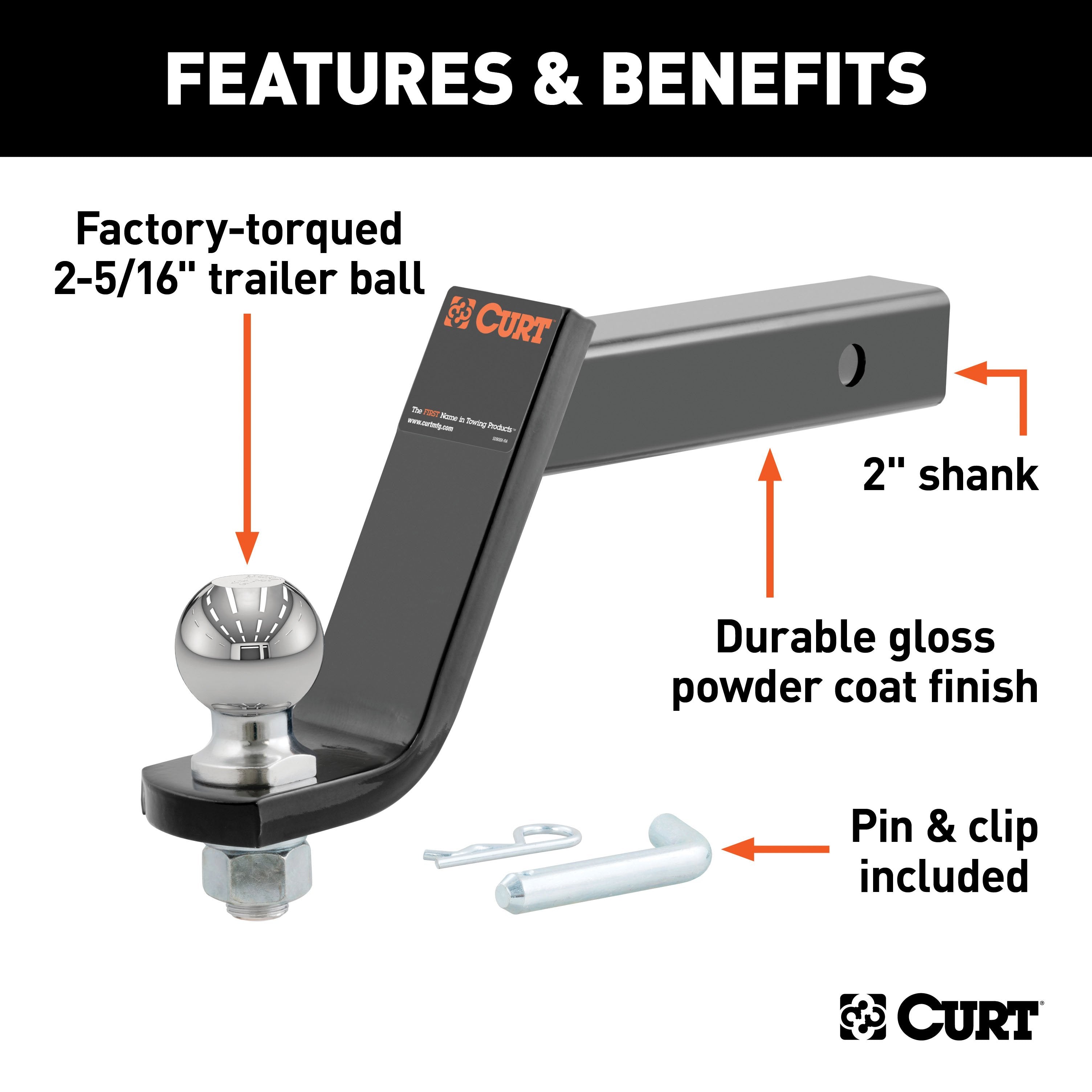 Trailer Hitch Ball Mount,Fixed Ball Mount