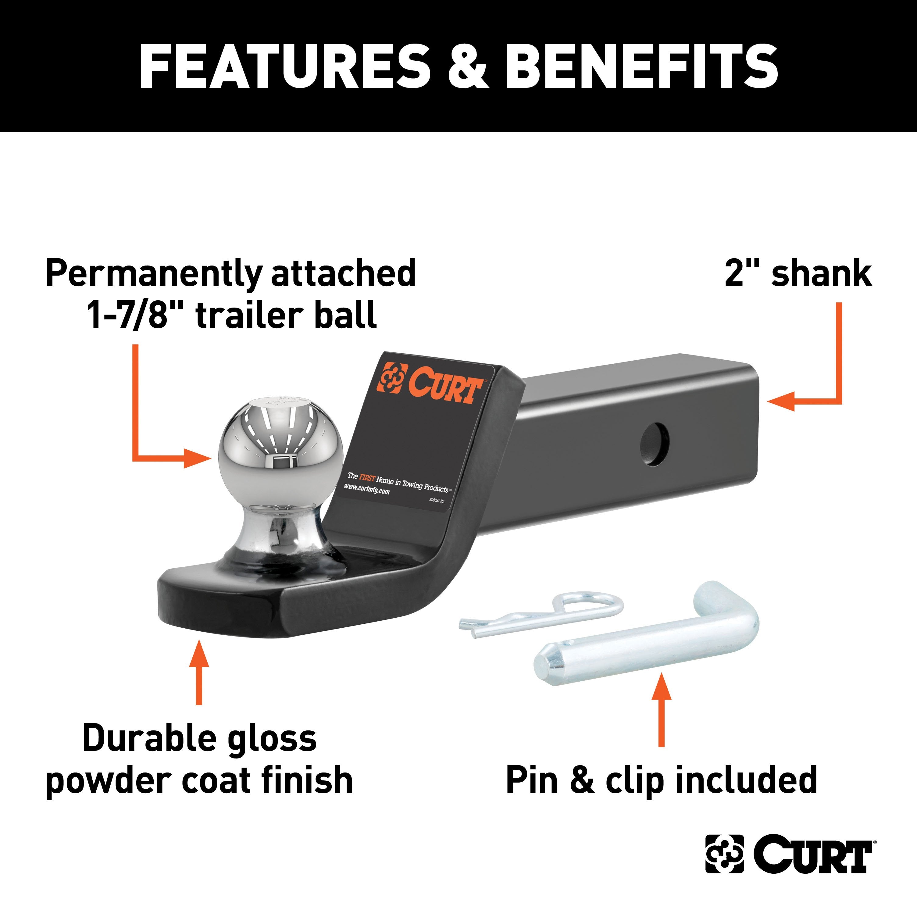 Trailer Hitch Ball Mount,Fixed Ball Mount