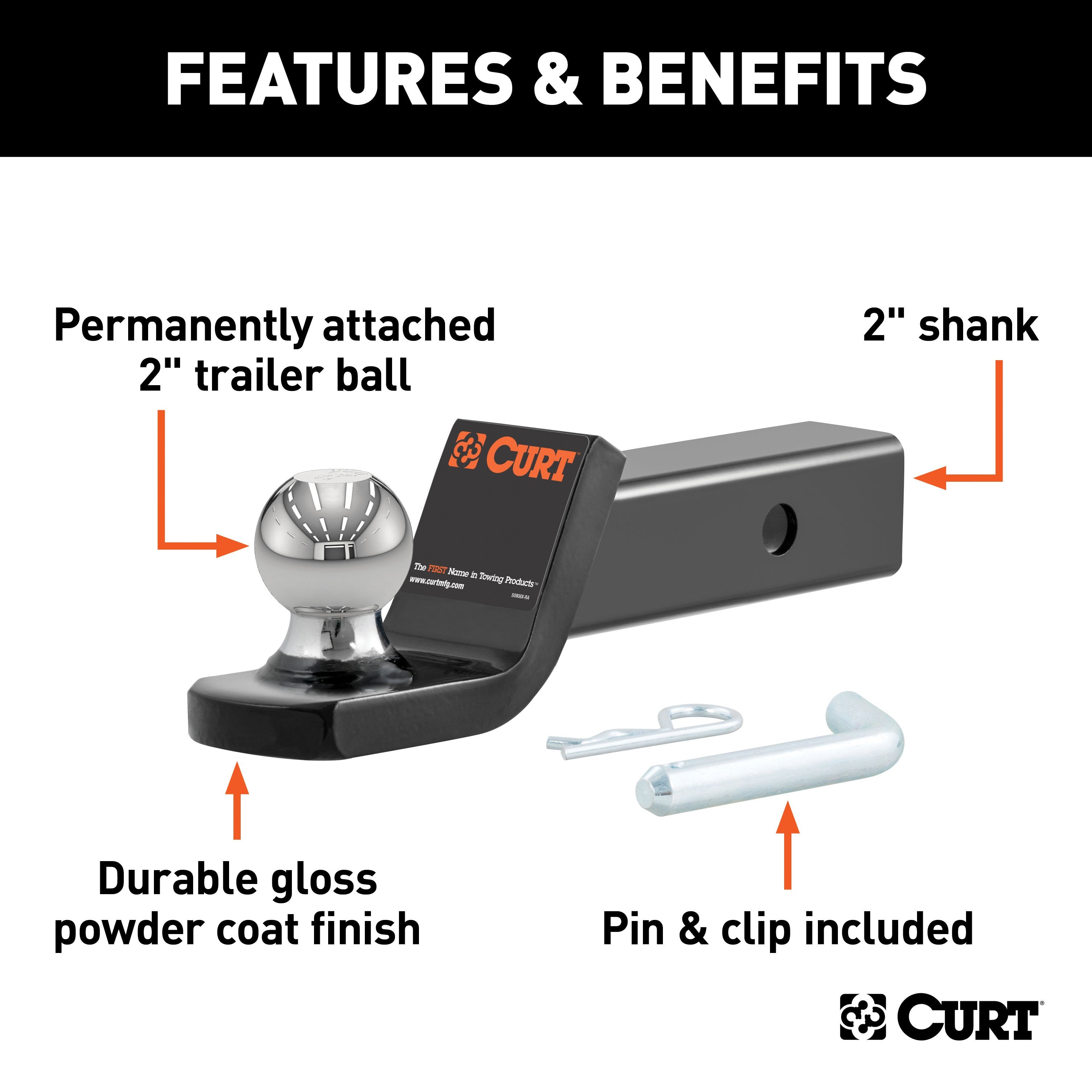 Trailer Hitch Ball Mount,Fixed Ball Mount