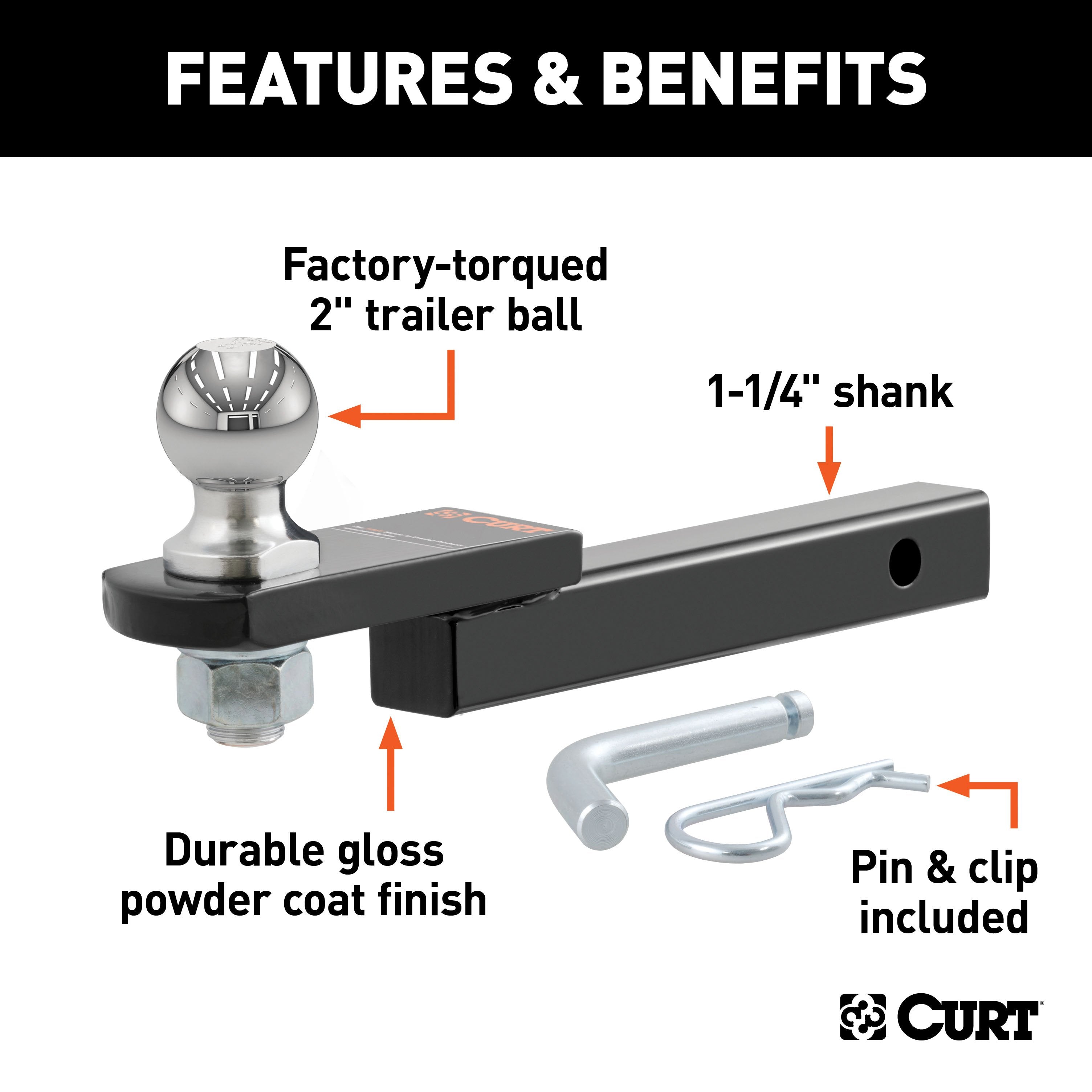 Trailer Hitch Ball Mount,Fixed Ball Mount