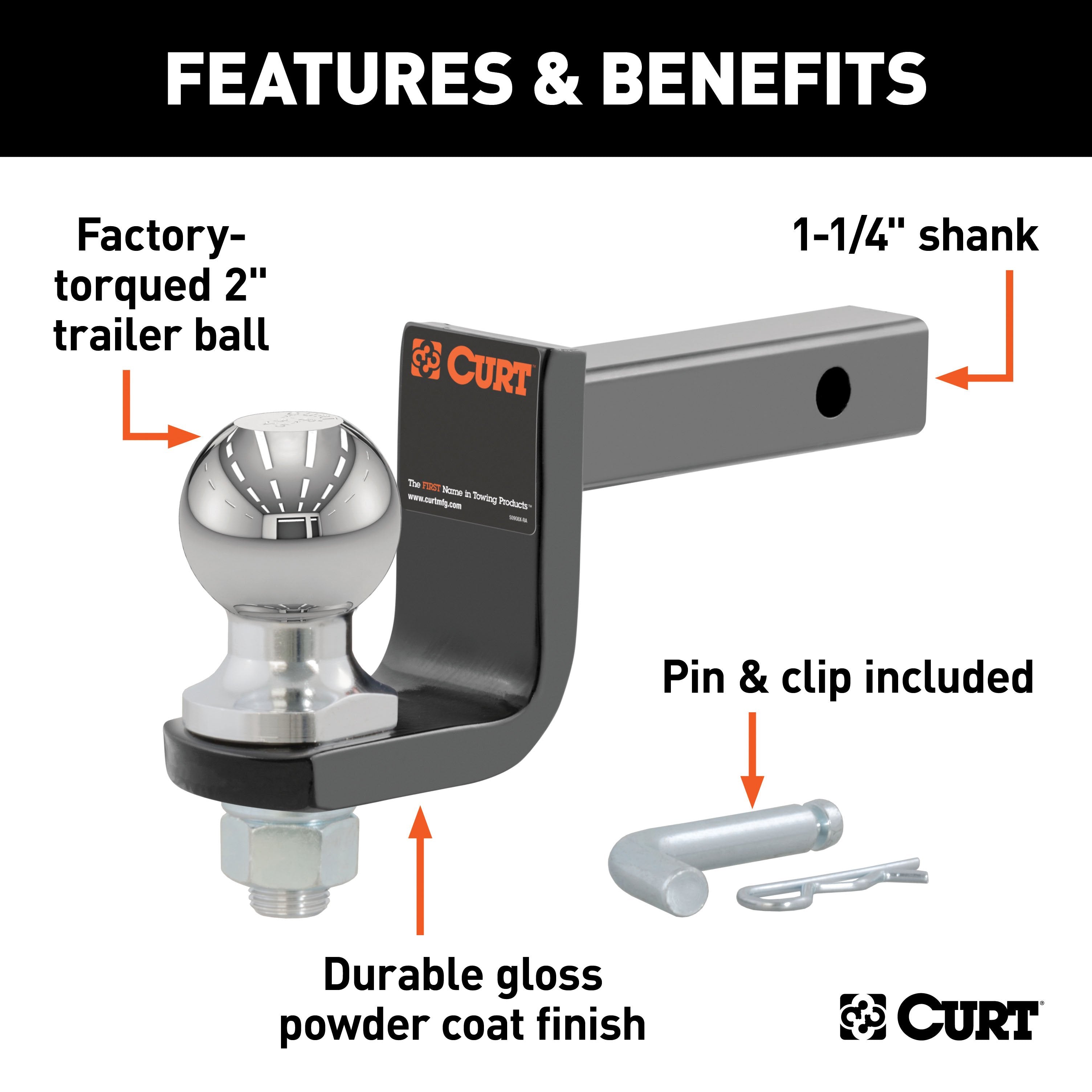 Trailer Hitch Ball Mount,Fixed Ball Mount