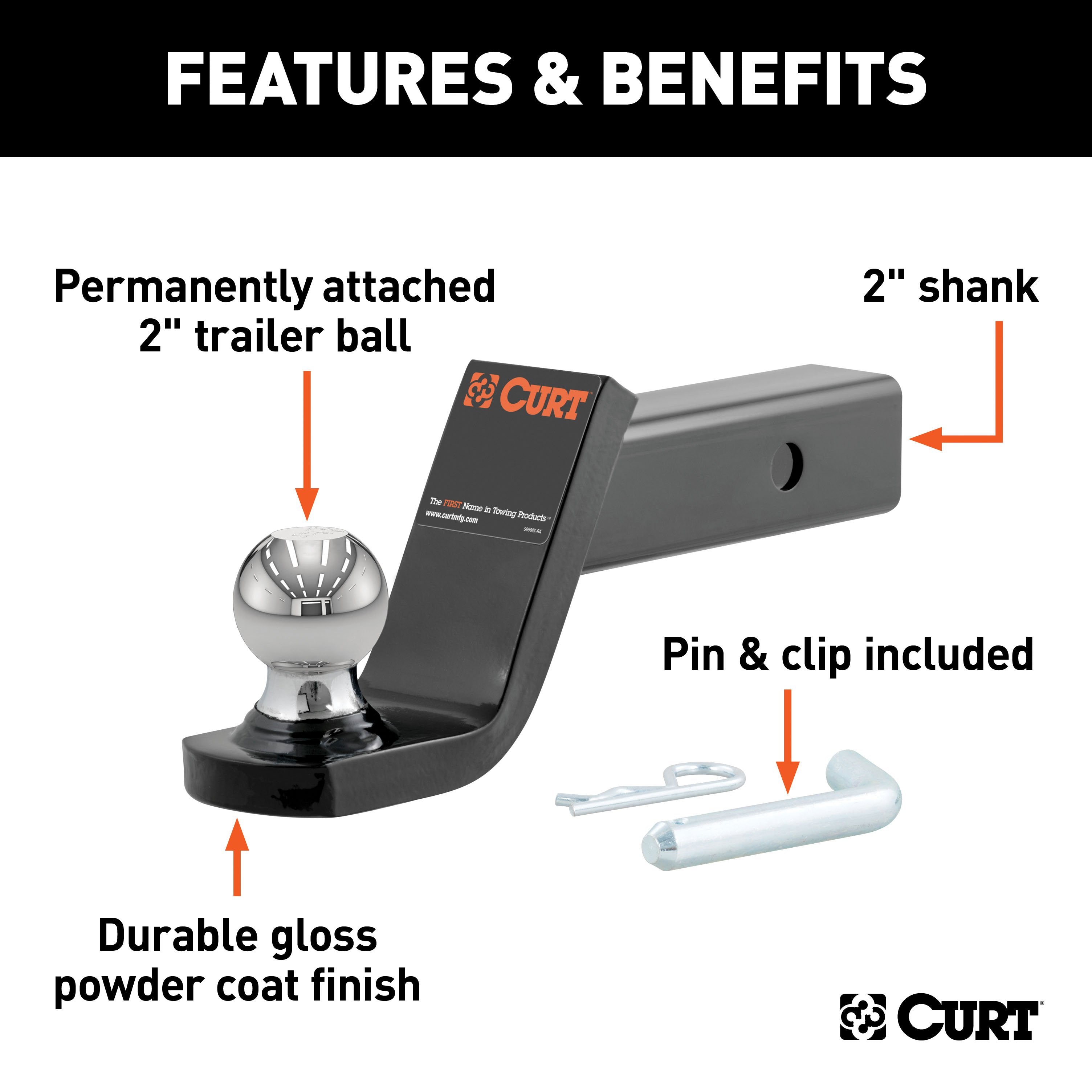 Trailer Hitch Ball Mount,Fixed Ball Mount