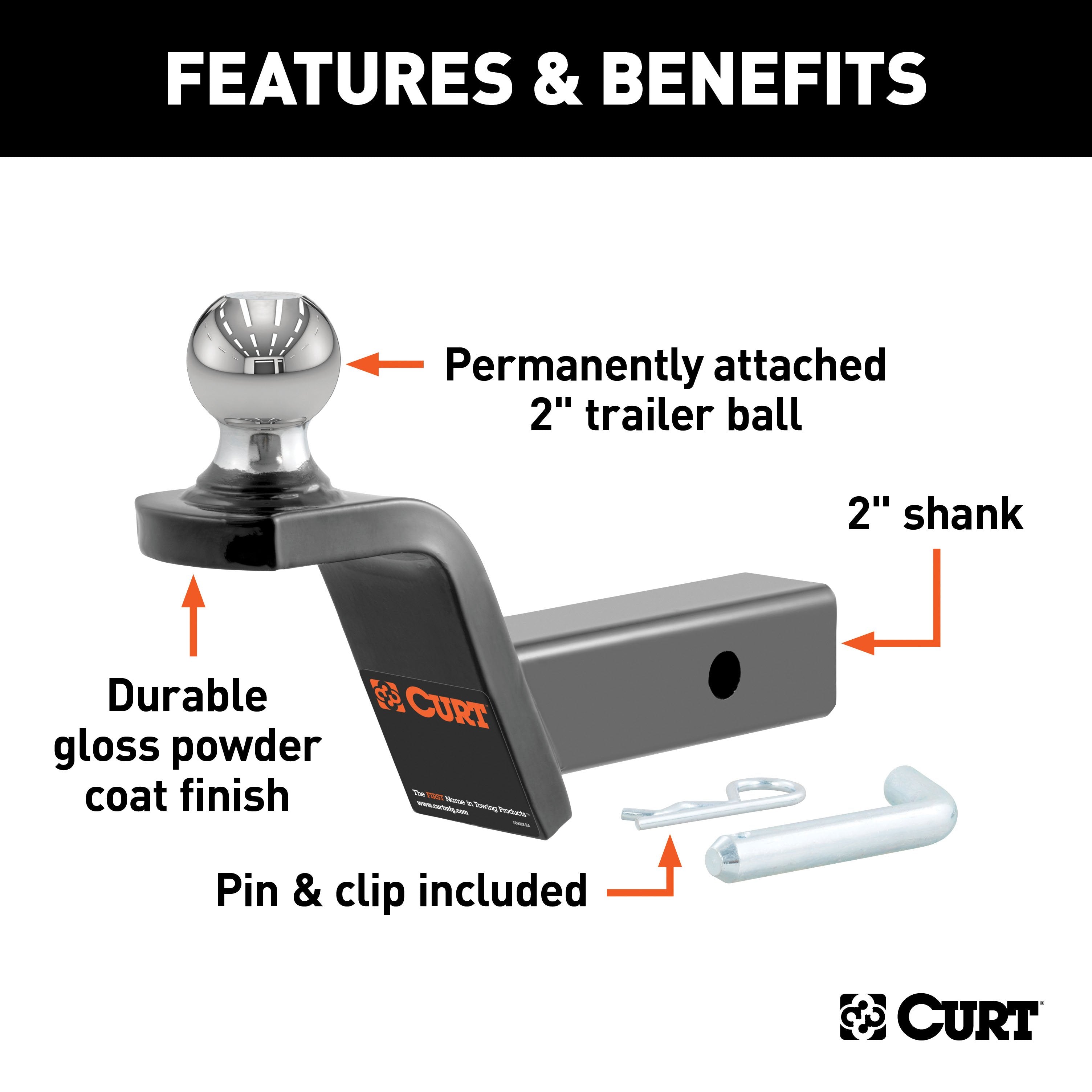 Trailer Hitch Ball Mount,Fixed Ball Mount