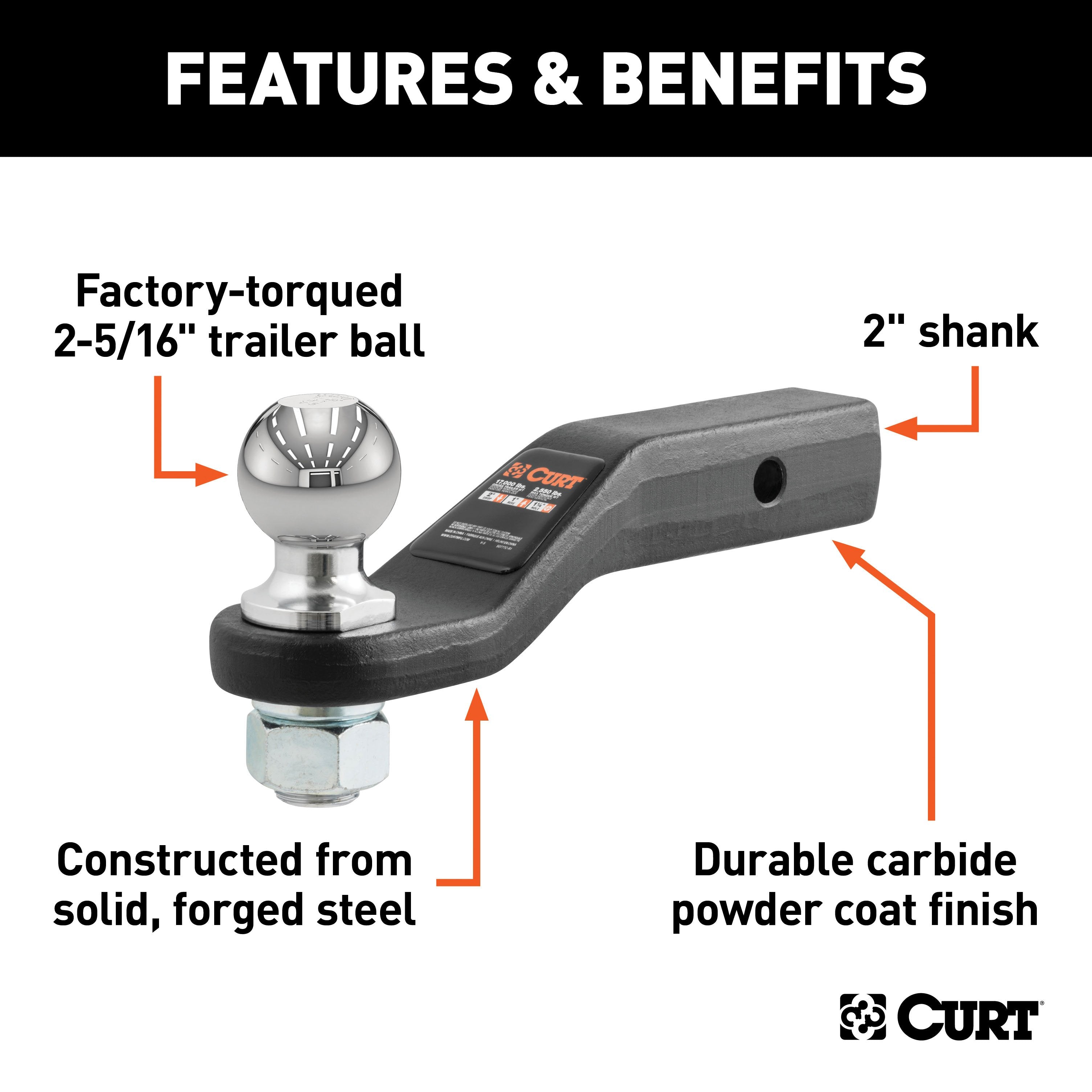 Trailer Hitch Ball Mount,Fixed Ball Mount