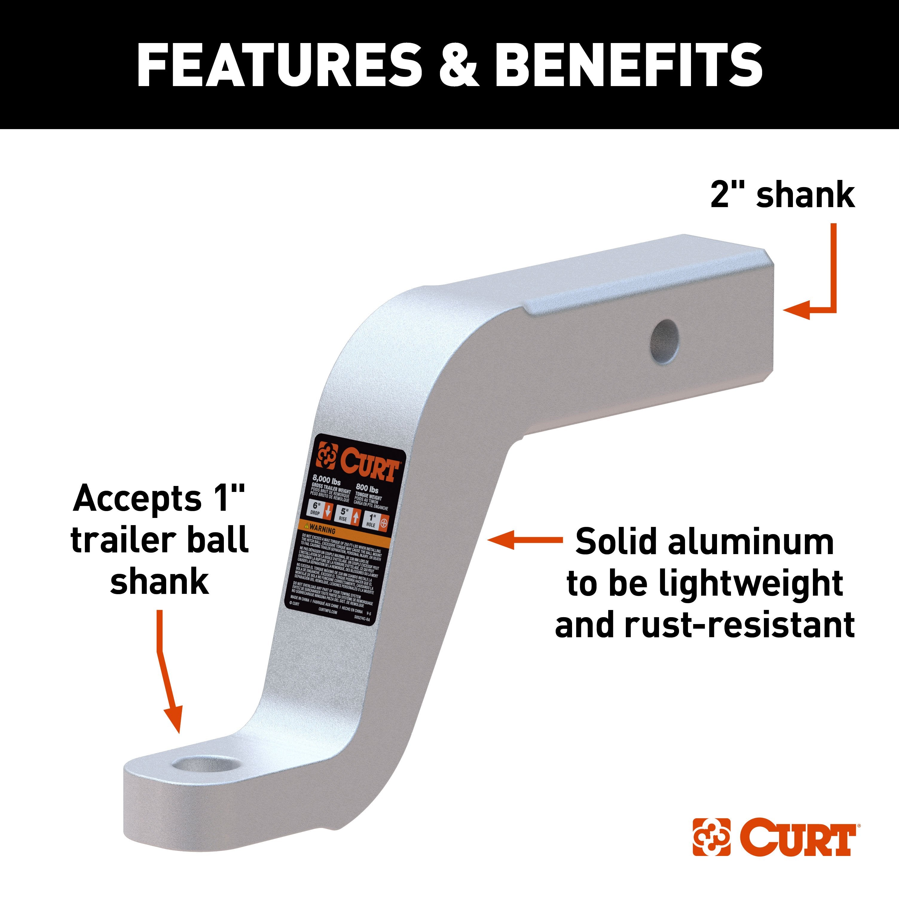 Trailer Hitch Ball Mount,Fixed Ball Mount
