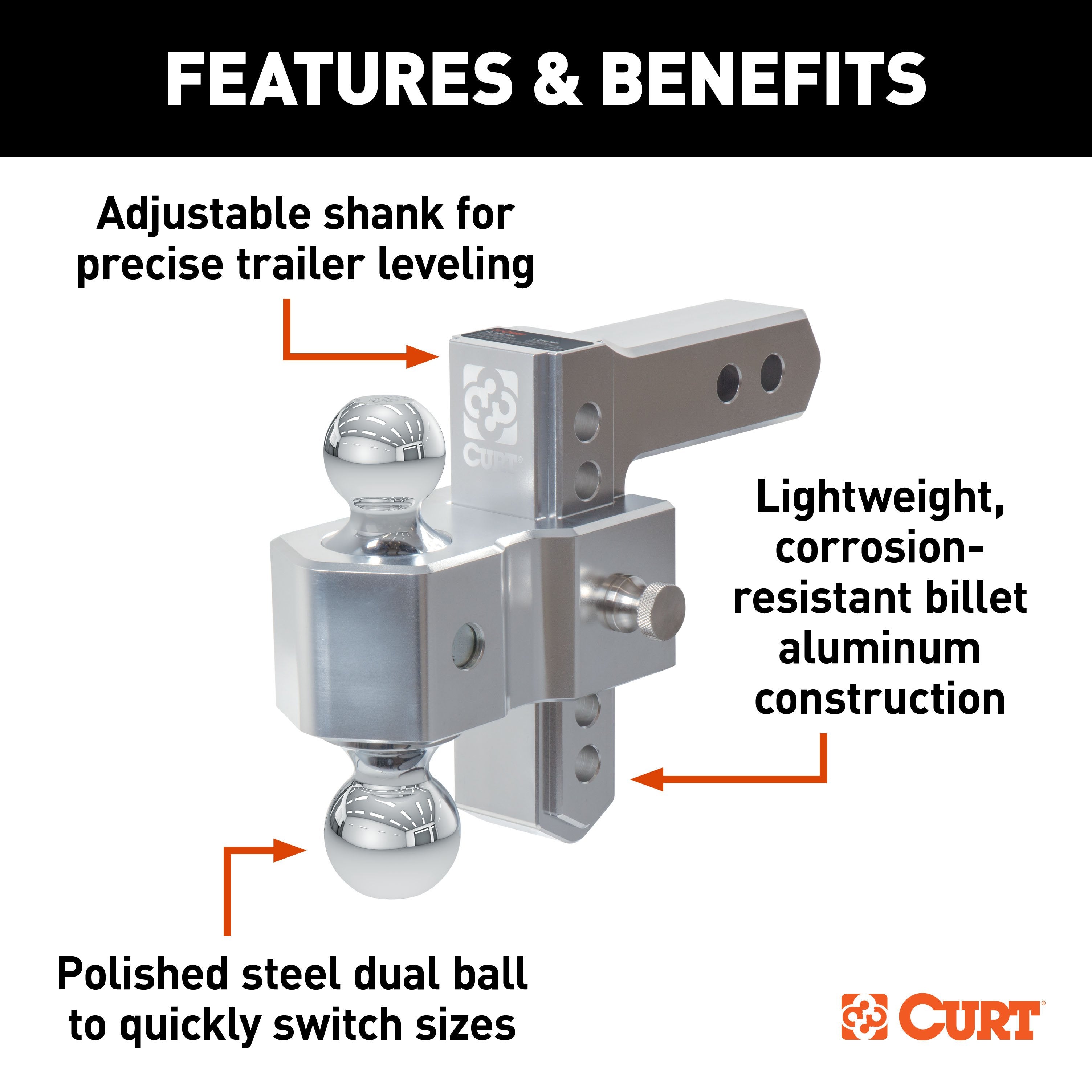 Trailer Hitch Ball Mount,Adjustable Ball Mount