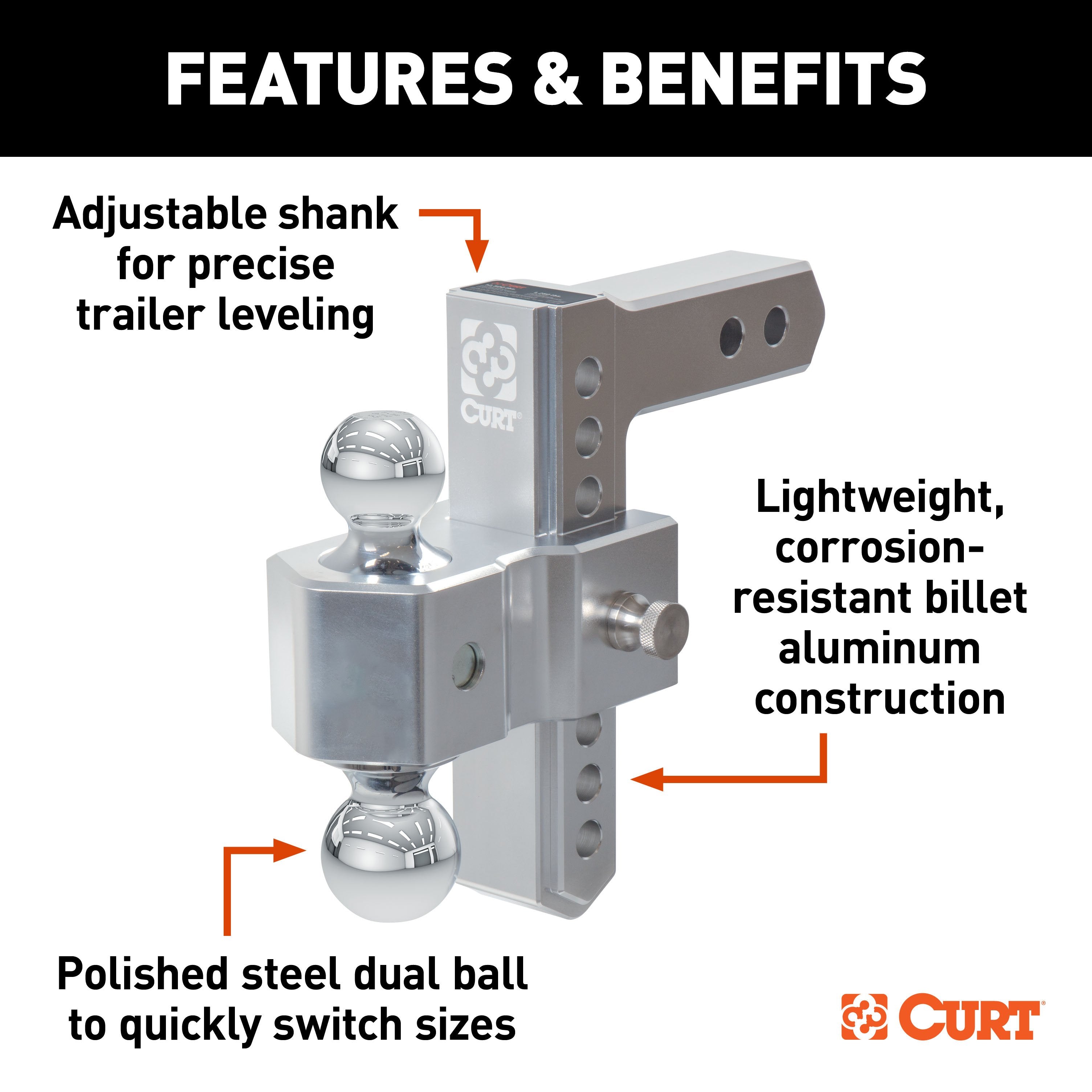 Trailer Hitch Ball Mount,Adjustable Ball Mount