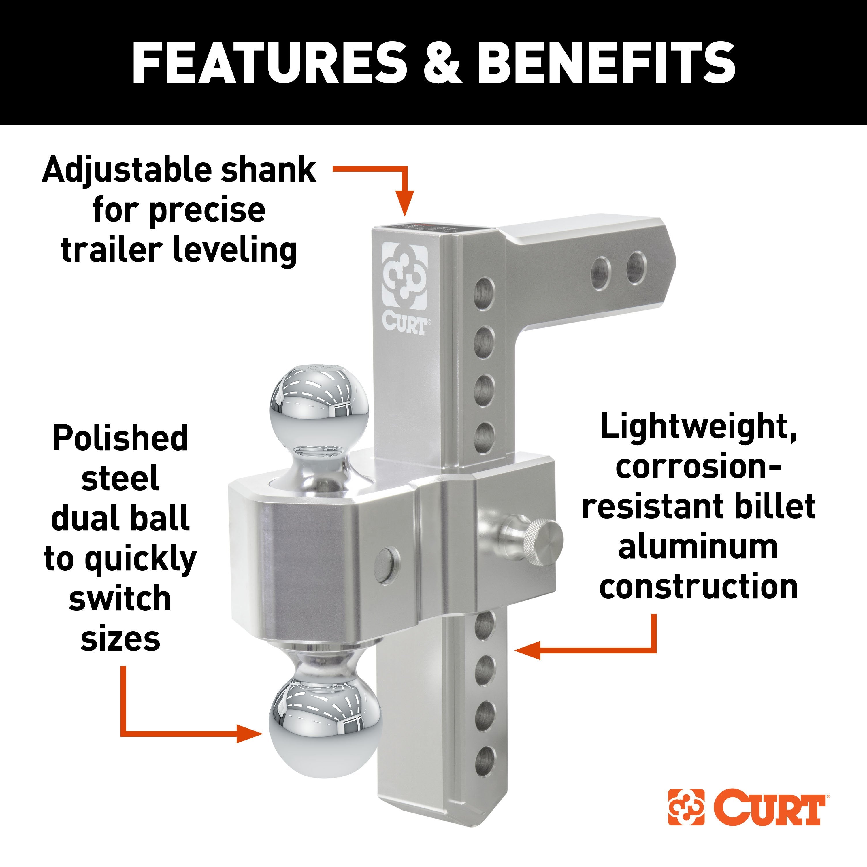 Trailer Hitch Ball Mount,Adjustable Ball Mount