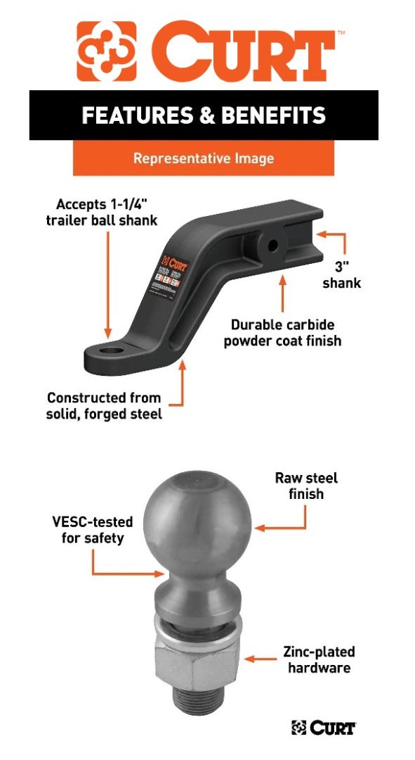 Trailer Hitch Ball Mount,Fixed Ball Mount