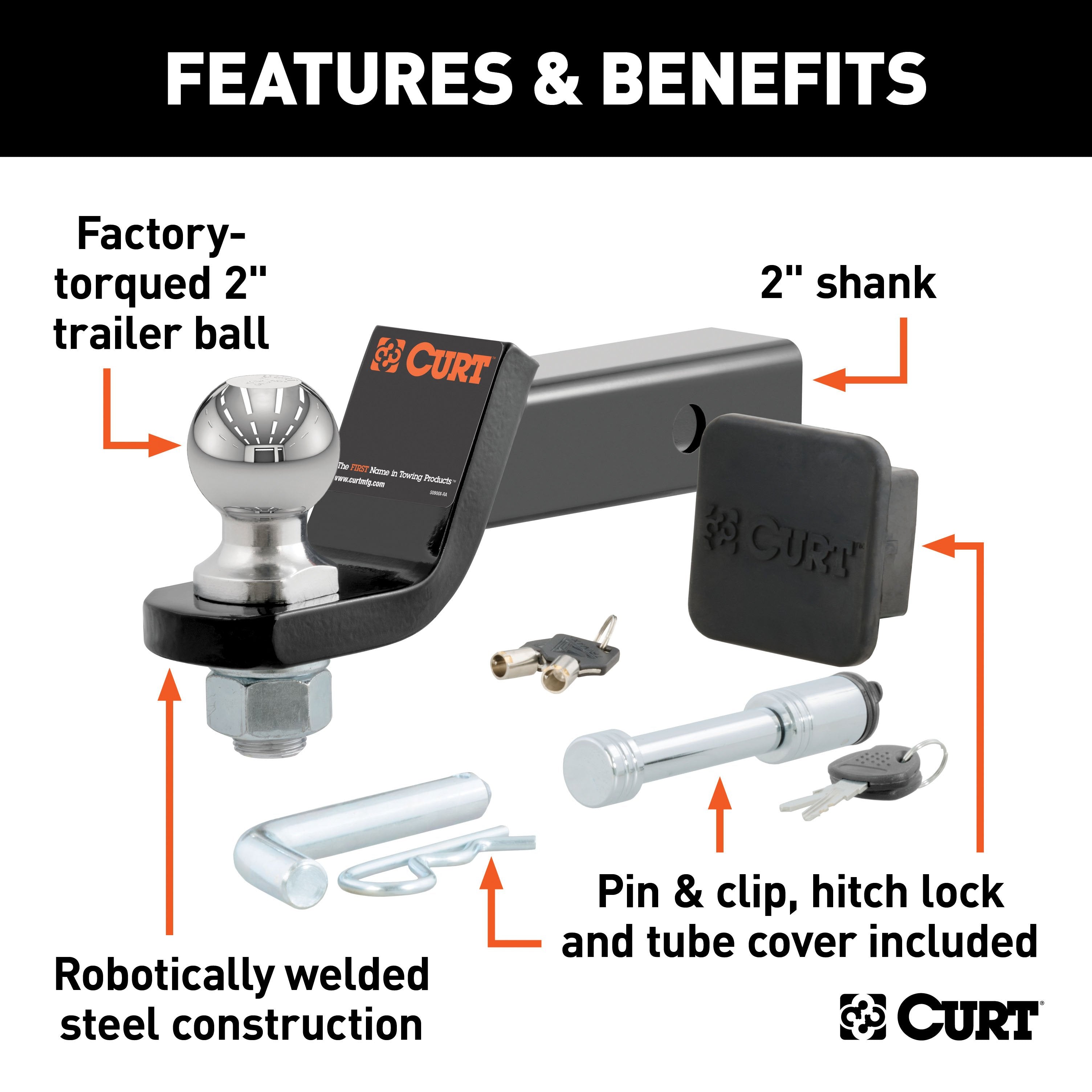 Trailer Hitch Ball Mount,Fixed Ball Mount