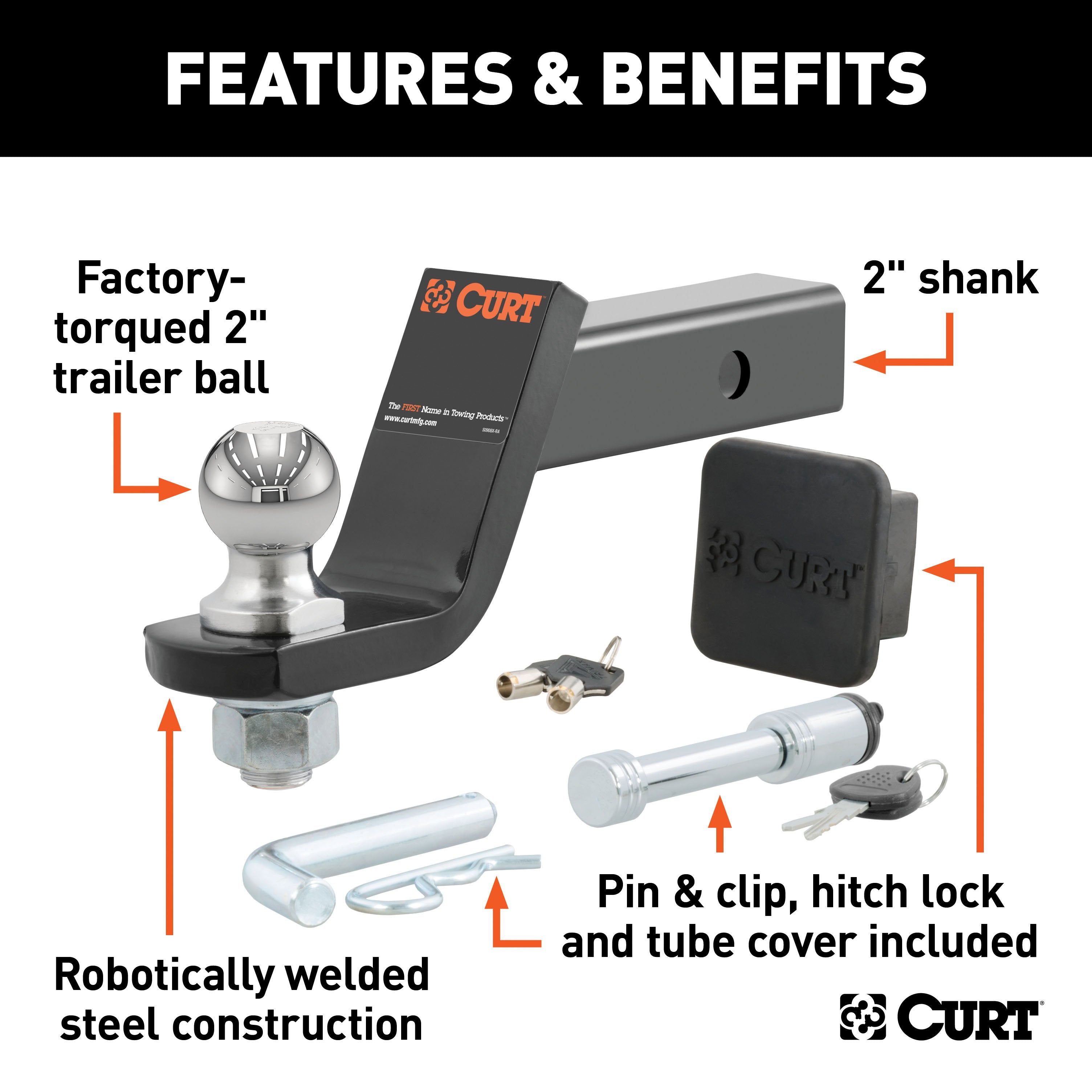 Trailer Hitch Ball Mount,Fixed Ball Mount