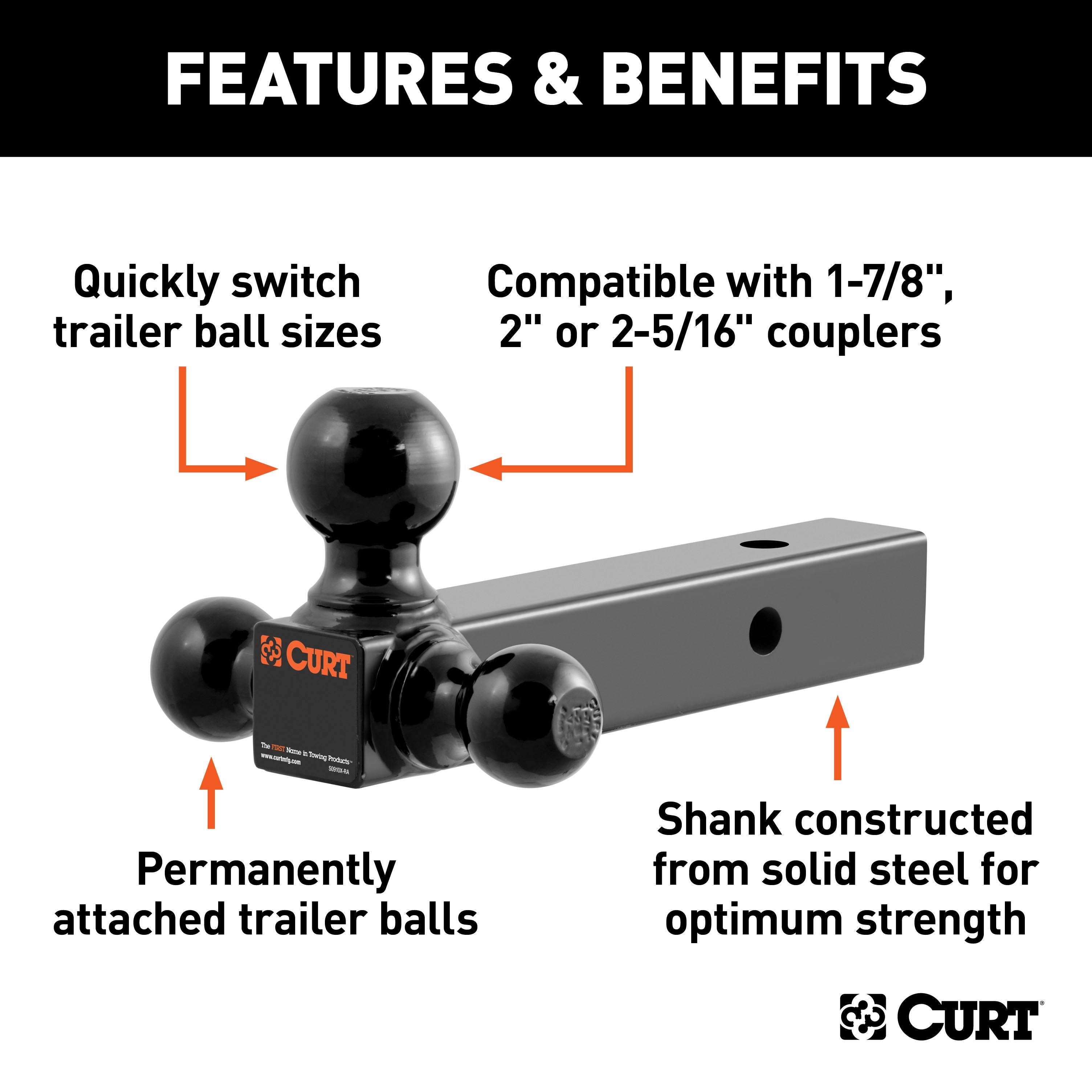 Trailer Hitch Ball Mount,Fixed Ball Mount