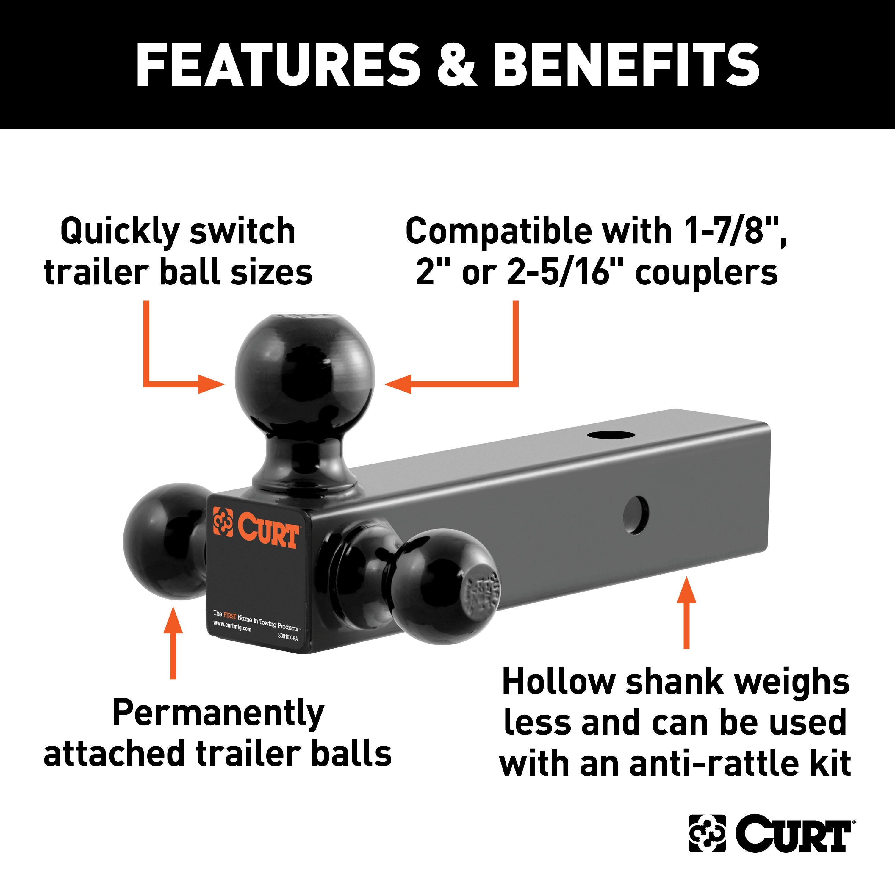 Trailer Hitch Ball Mount,Fixed Ball Mount
