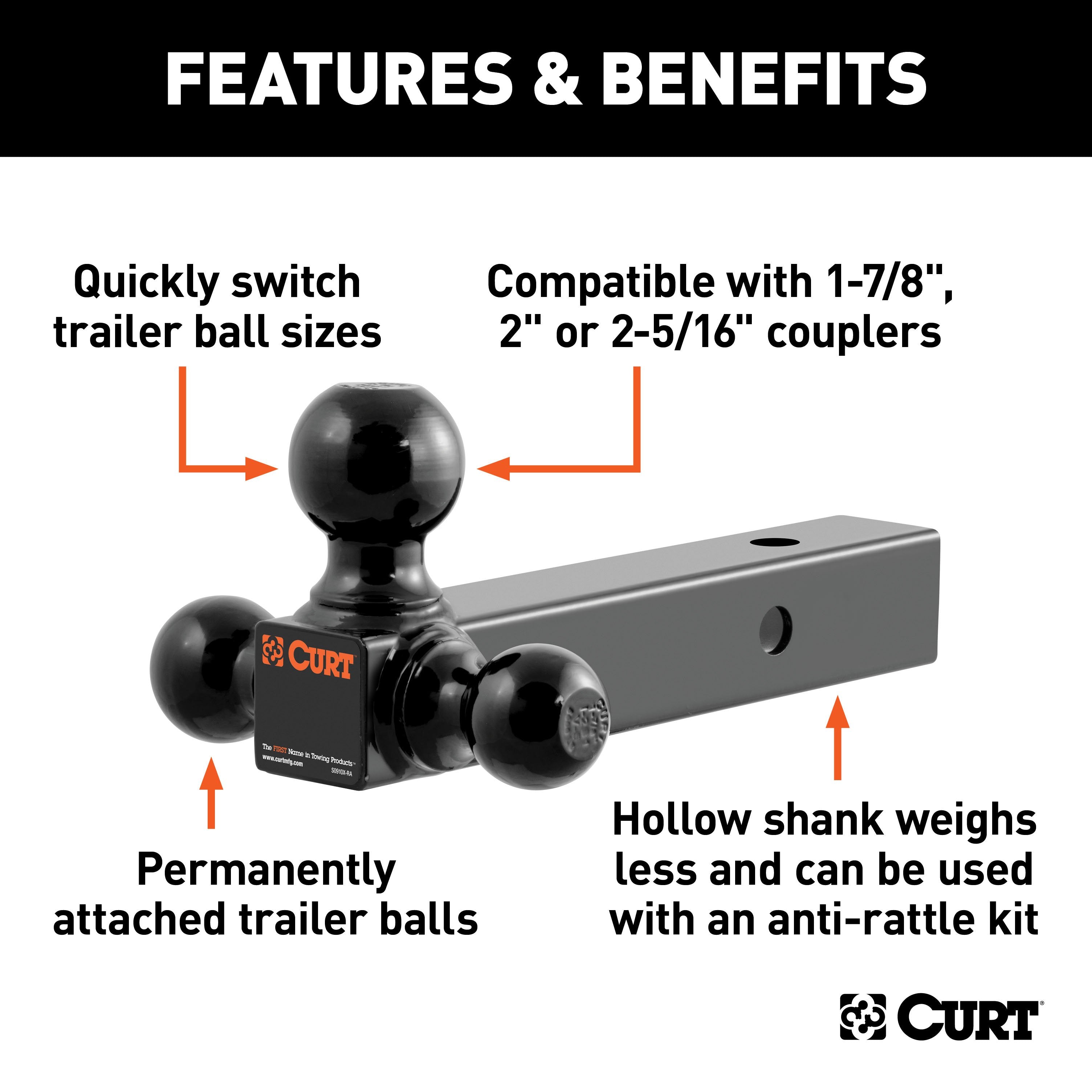 Trailer Hitch Ball Mount,Fixed Ball Mount