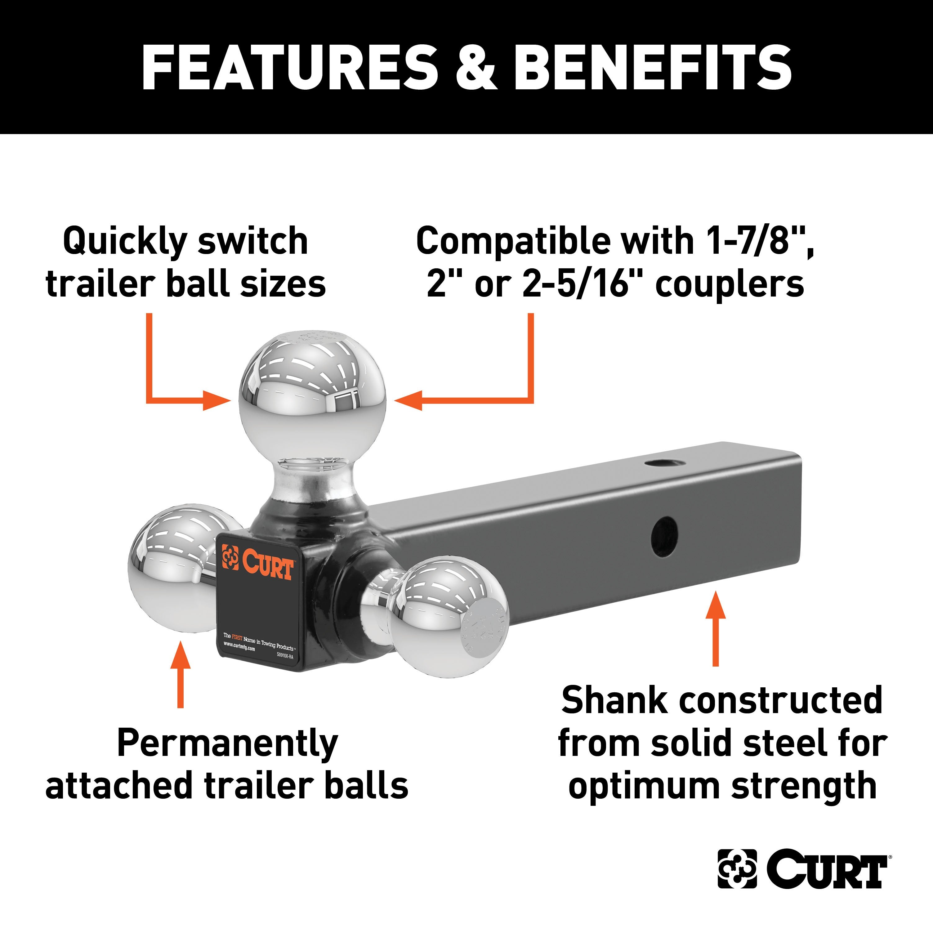 Trailer Hitch Ball Mount,Fixed Ball Mount