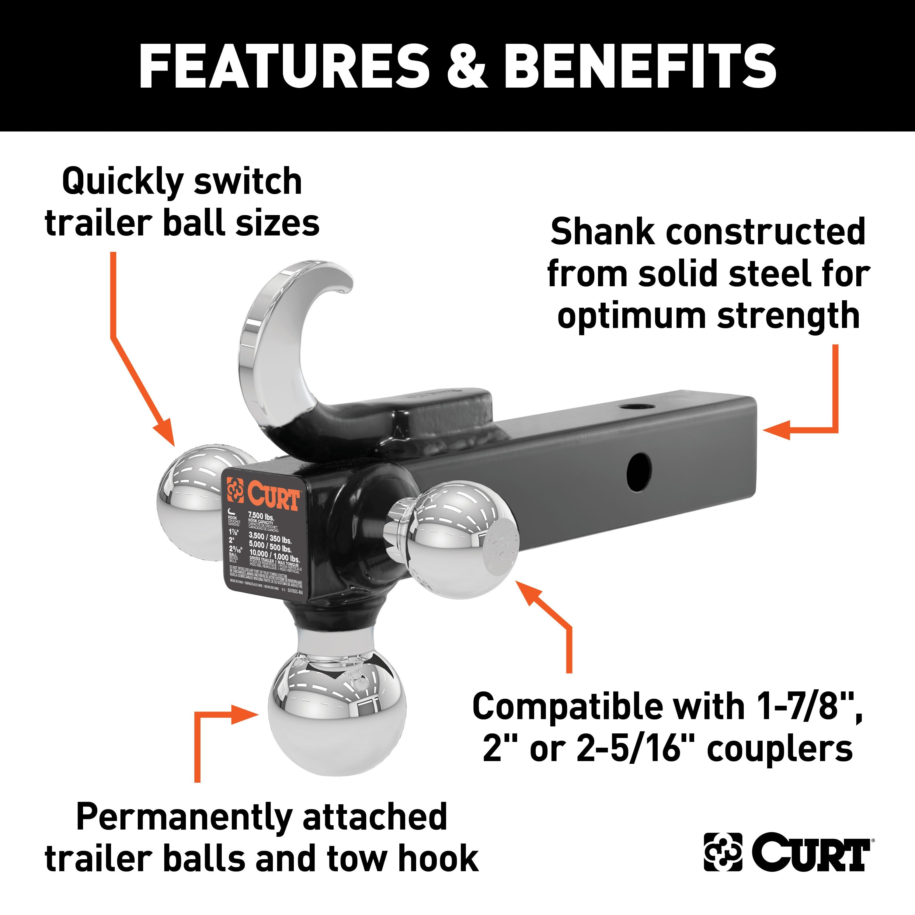 Trailer Hitch Ball Mount,Fixed Ball Mount