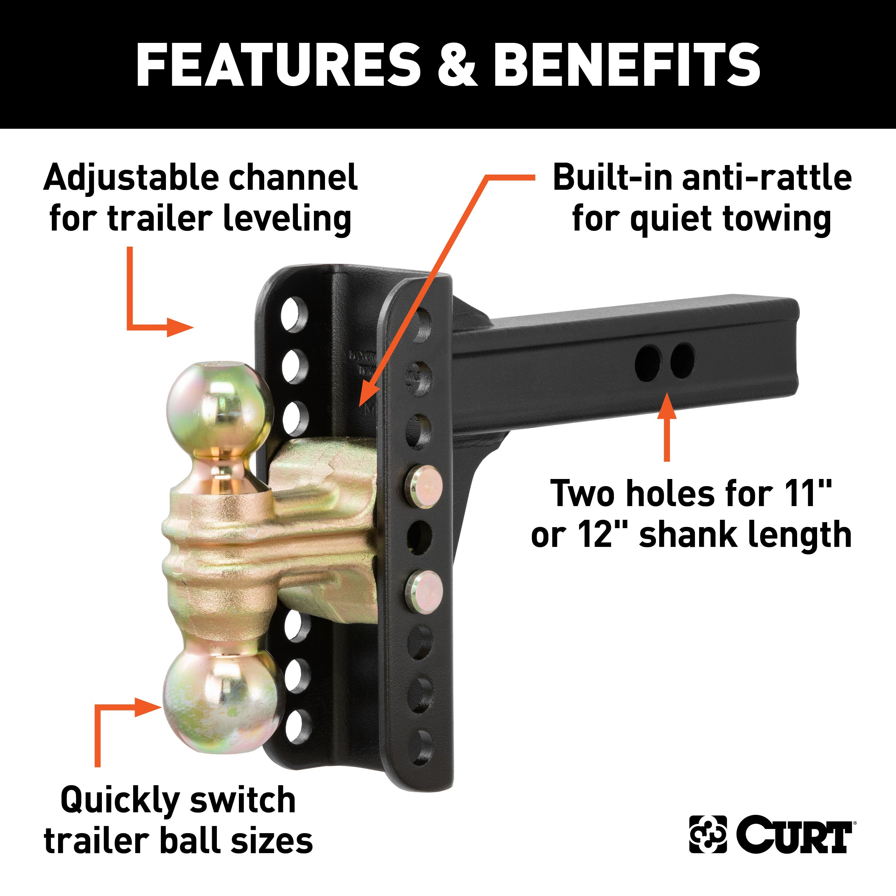 Trailer Hitch Ball Mount,Adjustable Ball Mount