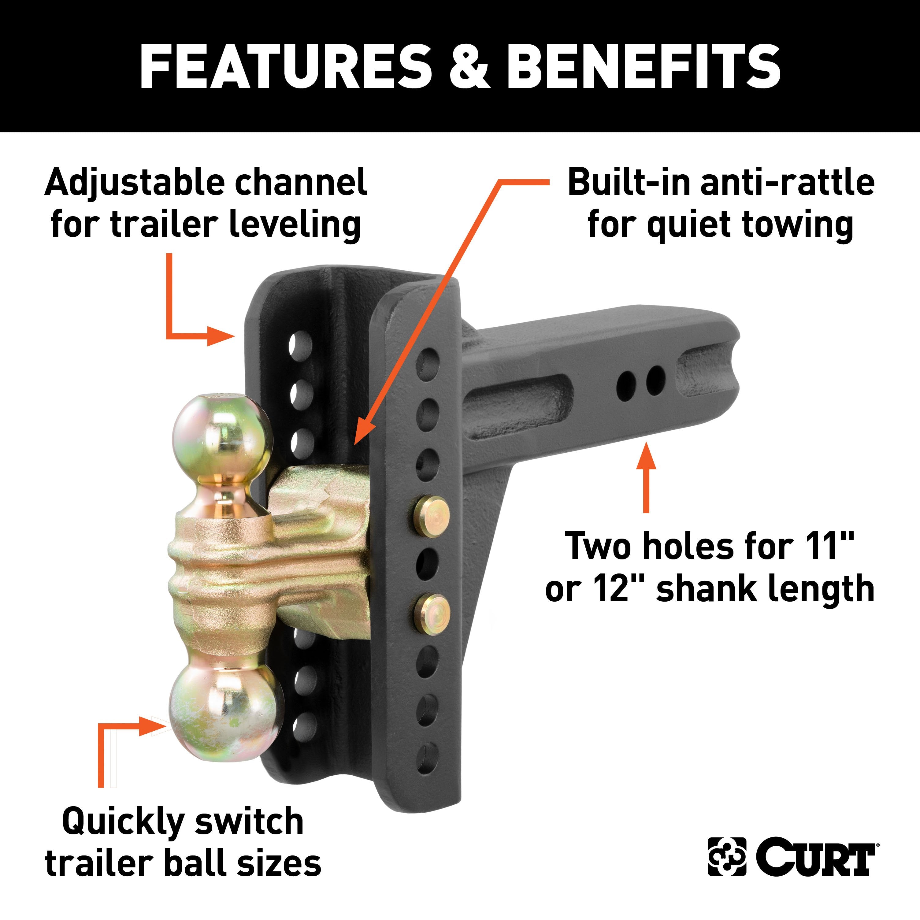 Trailer Hitch Ball Mount,Adjustable Ball Mount