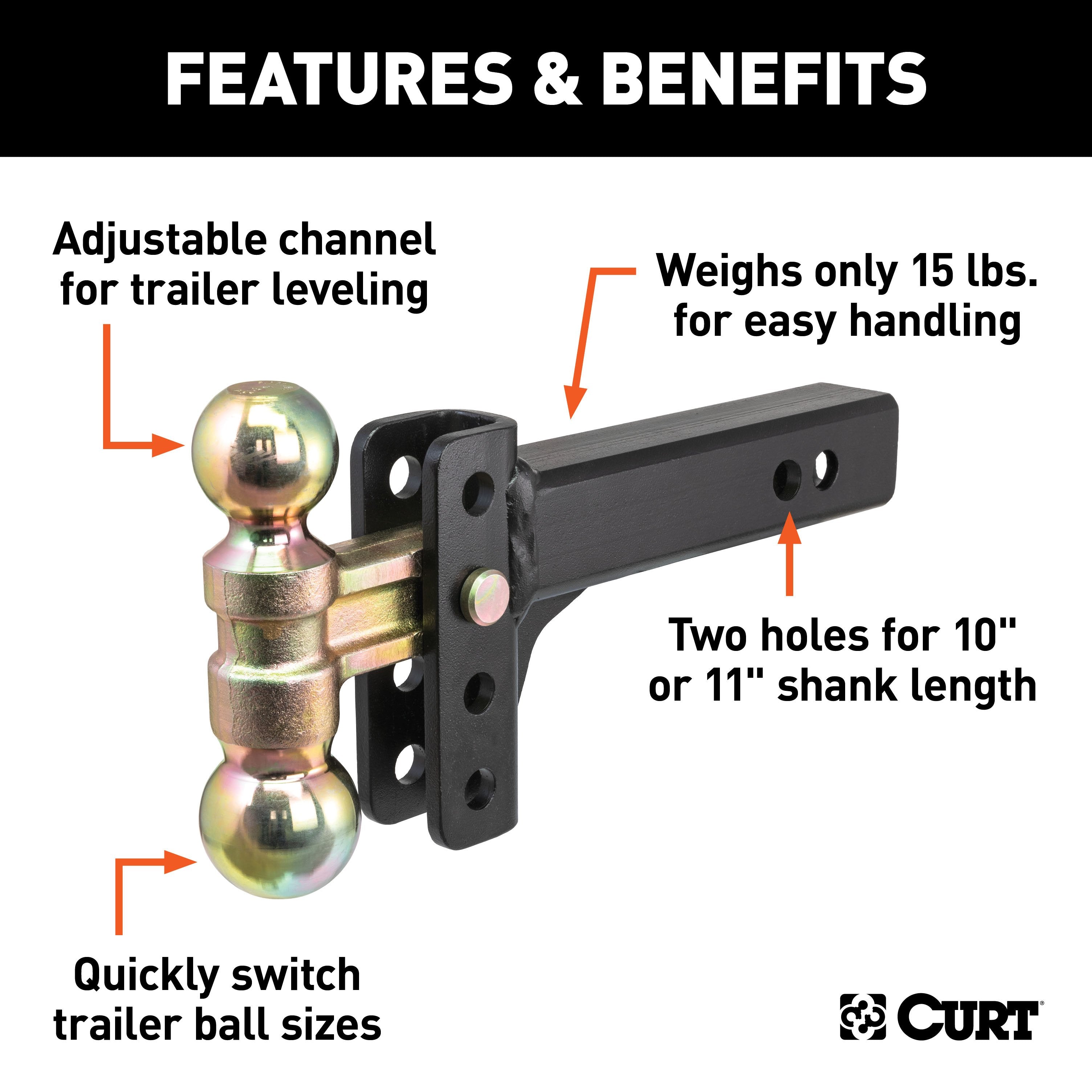 Trailer Hitch Ball Mount,Adjustable Ball Mount