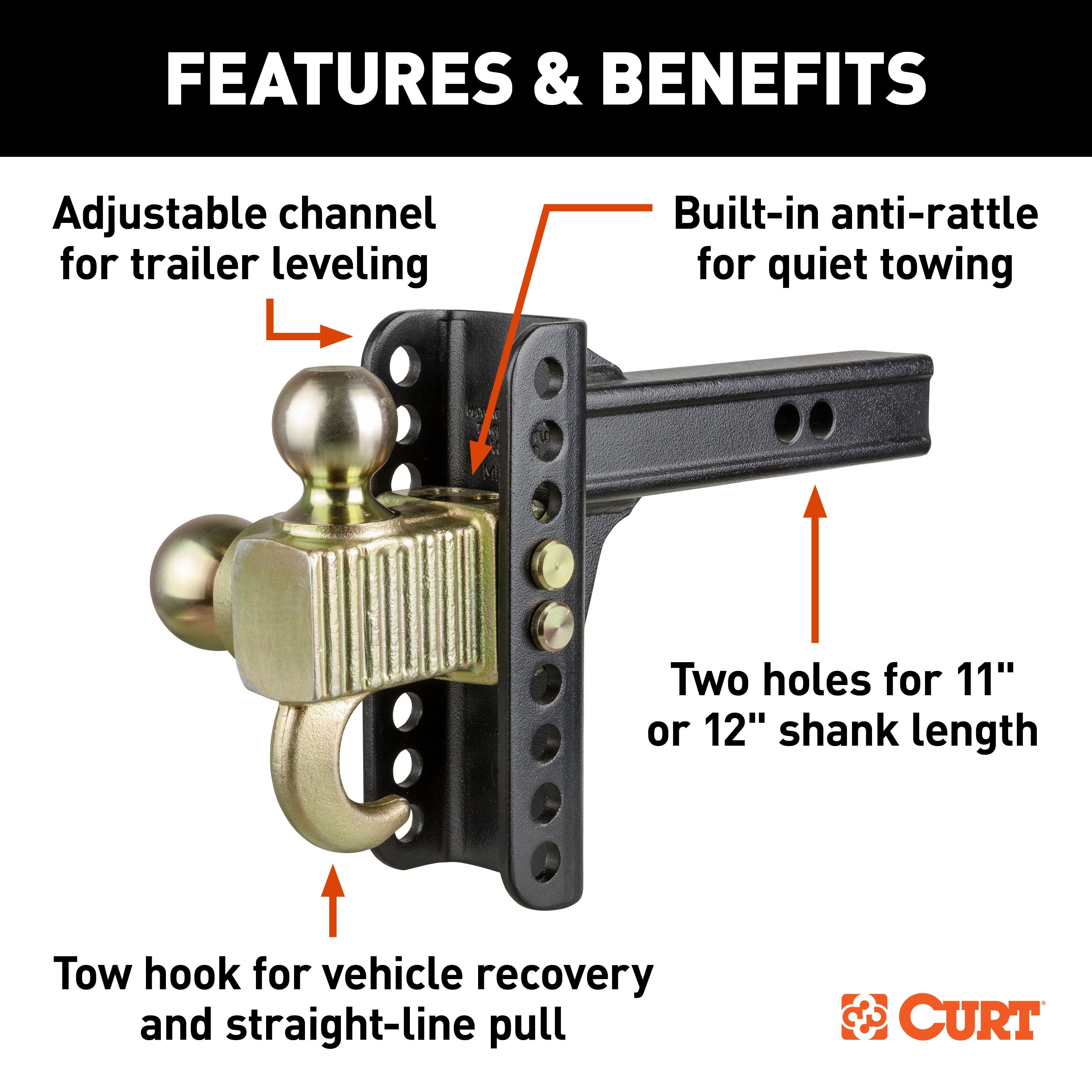 Trailer Hitch Ball Mount,Adjustable Ball Mount