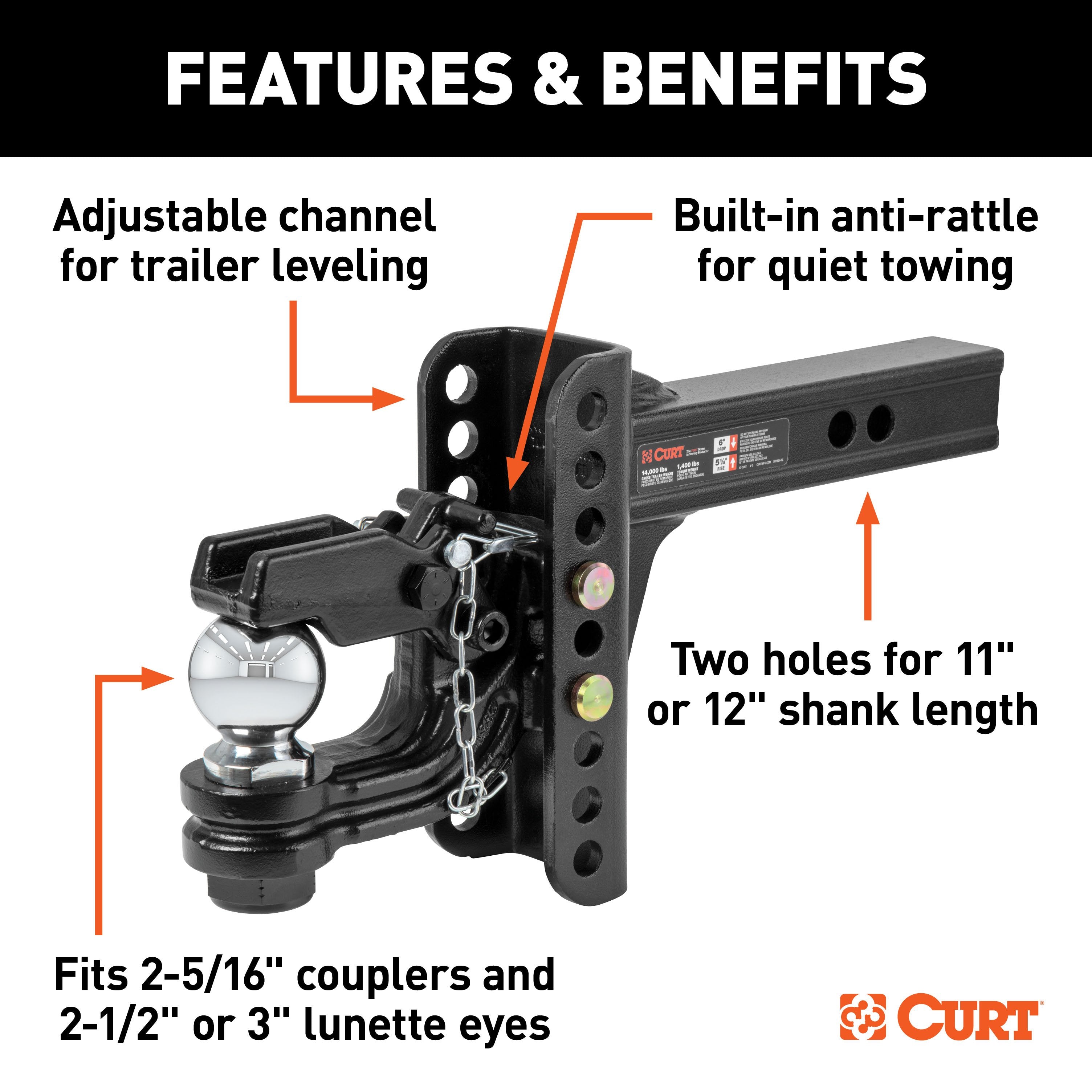 Trailer Hitch Ball Mount,Adjustable Ball Mount