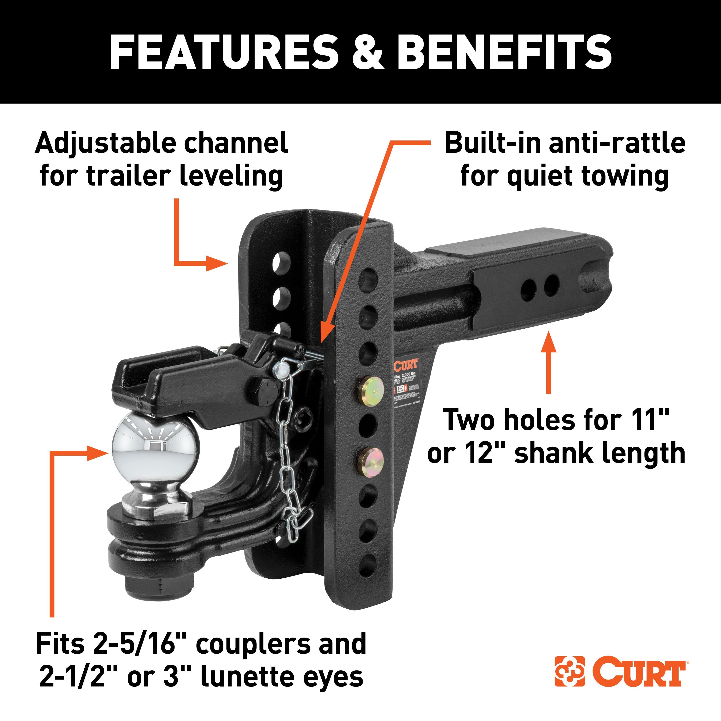 Trailer Hitch Ball Mount,Adjustable Ball Mount
