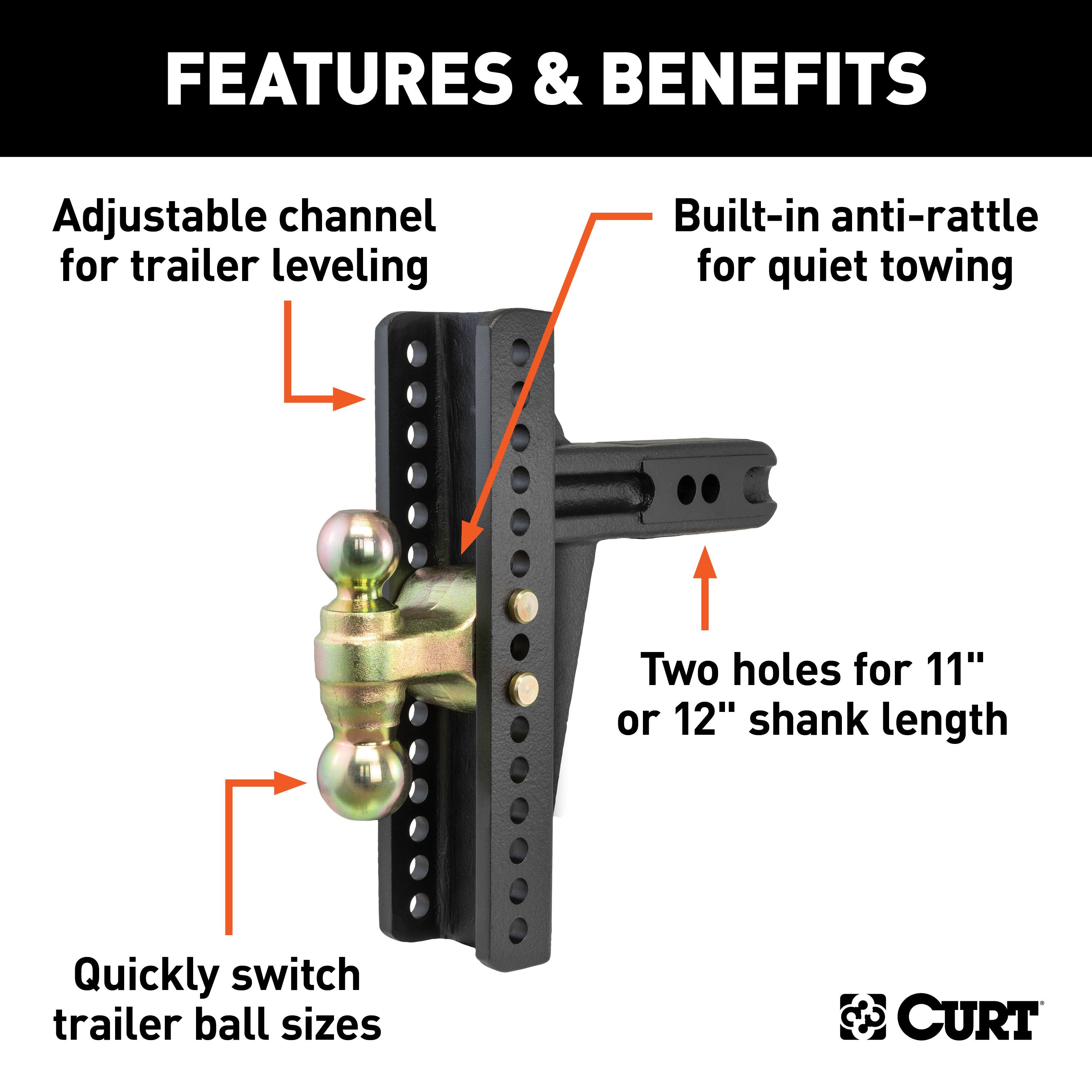 Trailer Hitch Ball Mount,Adjustable Ball Mount