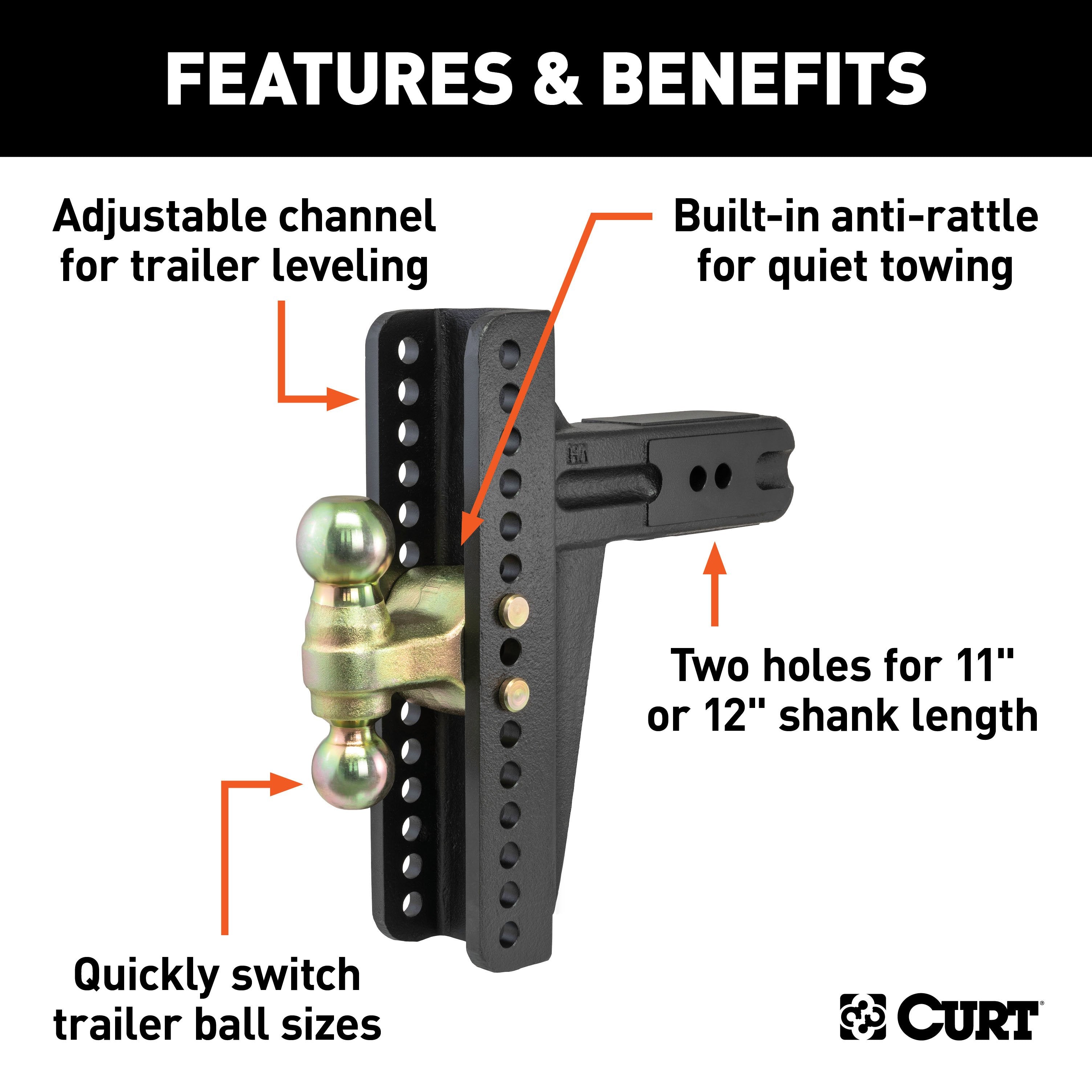 Trailer Hitch Ball Mount,Adjustable Ball Mount