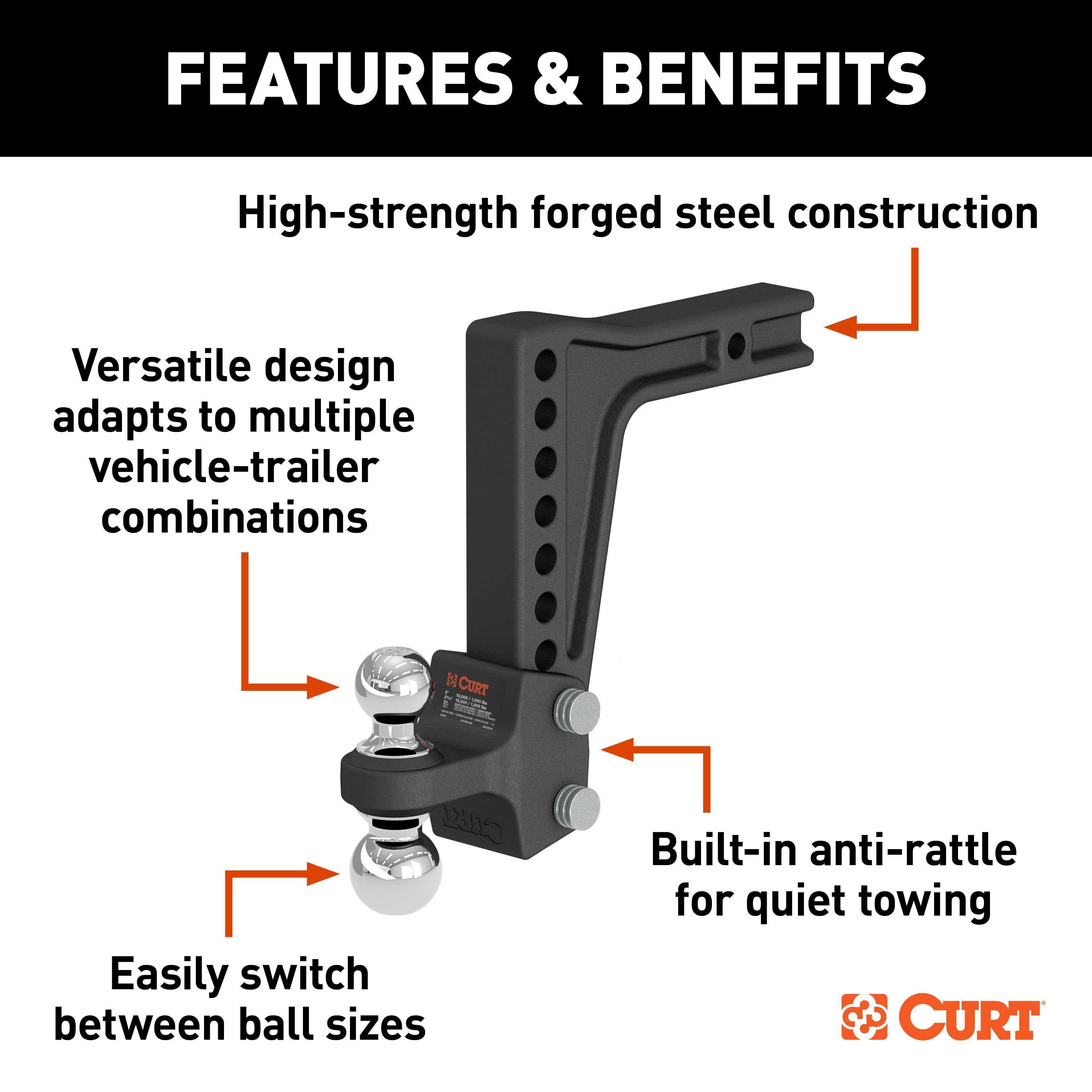 Trailer Hitch Ball Mount,Adjustable Ball Mount