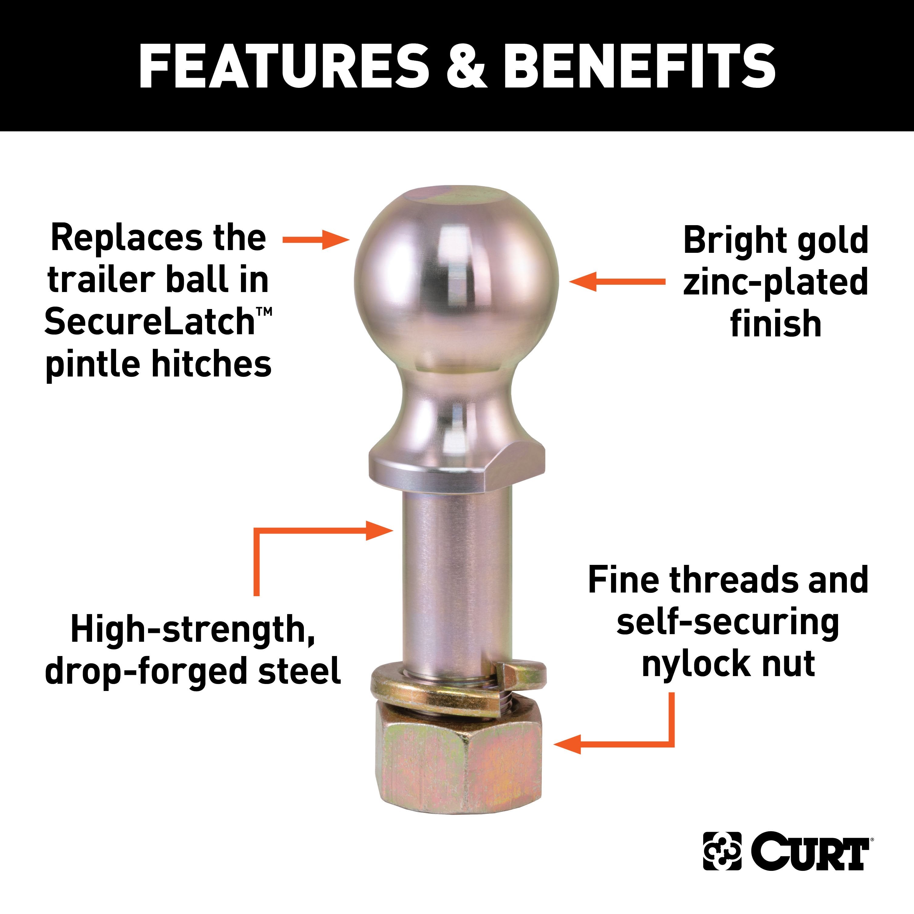 Trailer Hitch Ball,2-5/16 Inch Ball