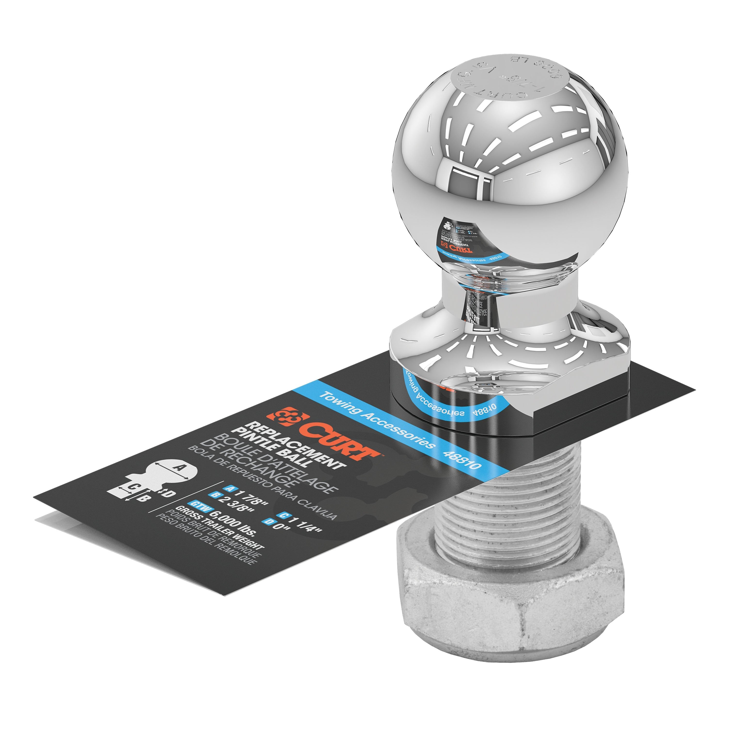 Trailer Hitch Ball,1-7/8 Inch Ball