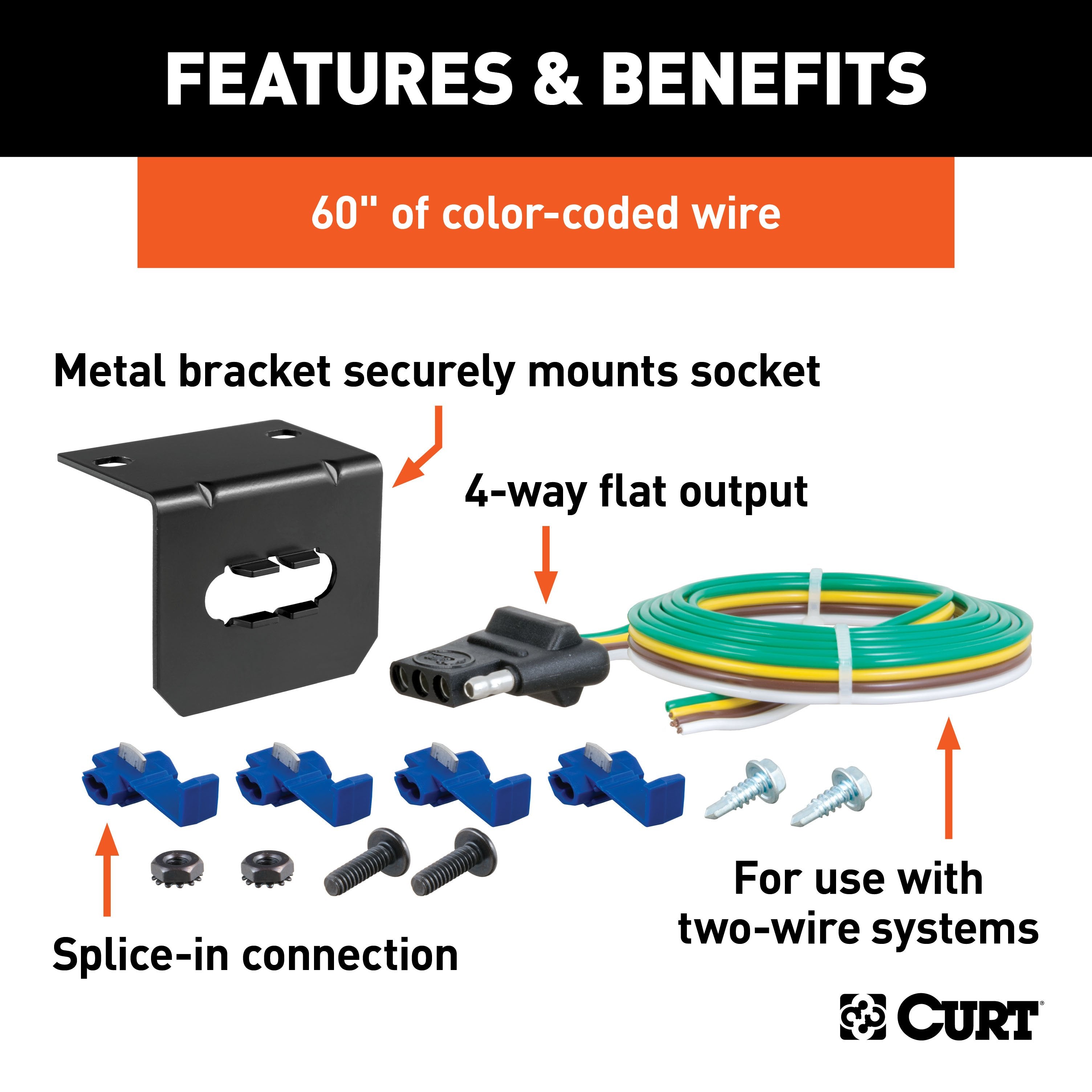 Trailer Wiring Parts and Accessories,4-Flat
