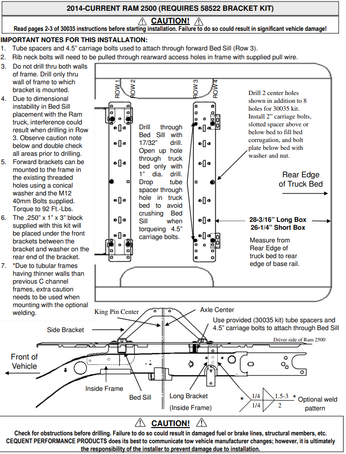 5th Wheel and Gooseneck Hitch Parts,Rail Kits and Install Brackets